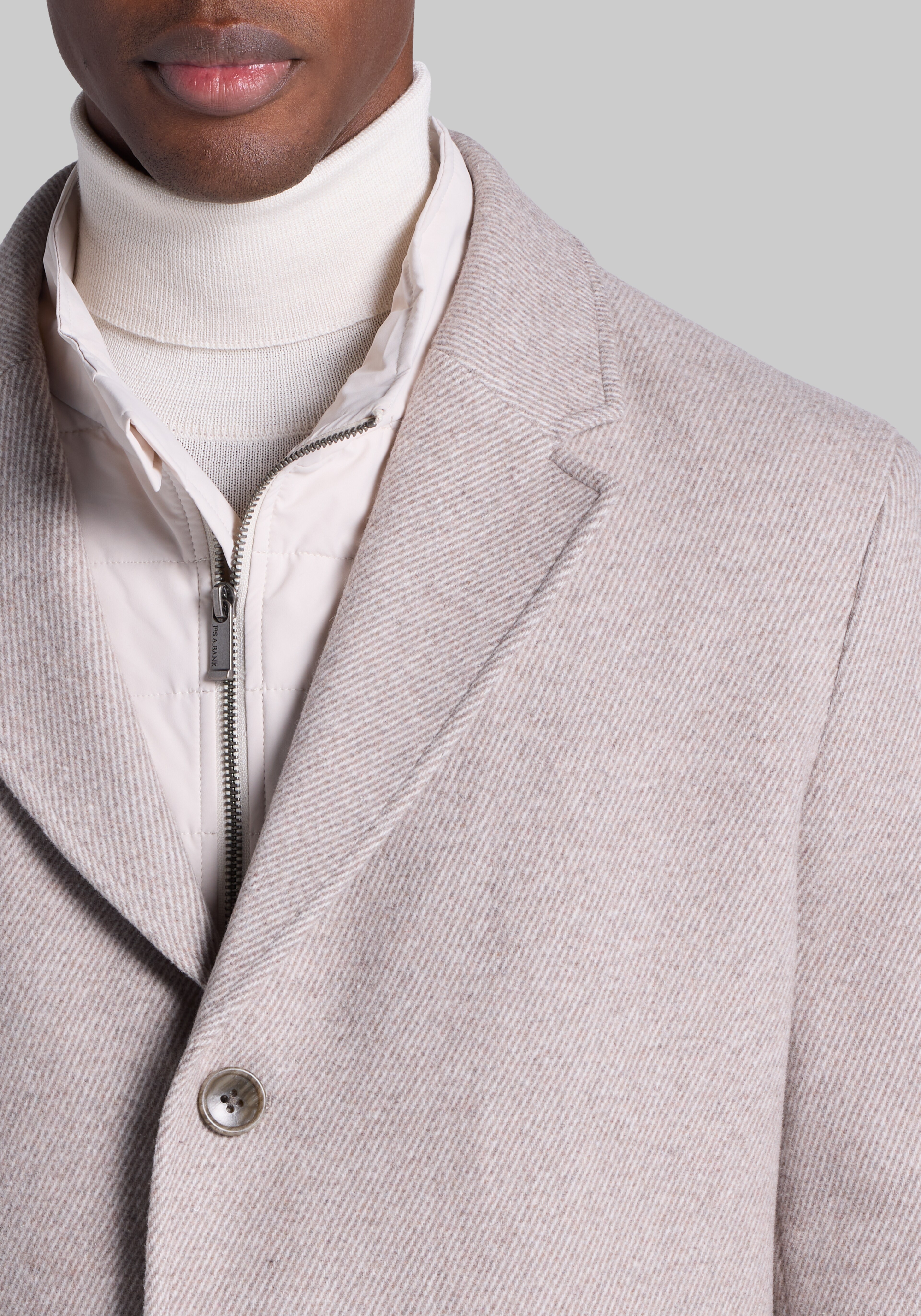 Jos. A. Bank Tailored Fit Twill Topcoat with Bib