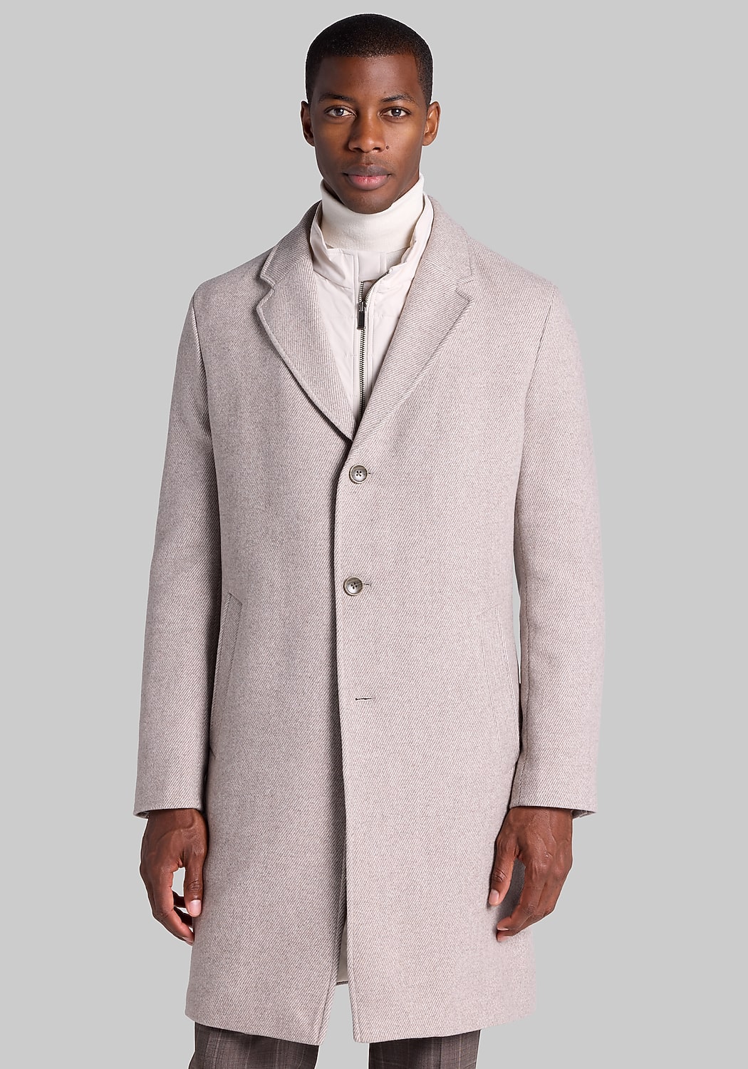 Jos. A. Bank Tailored Fit Twill Topcoat with Bib