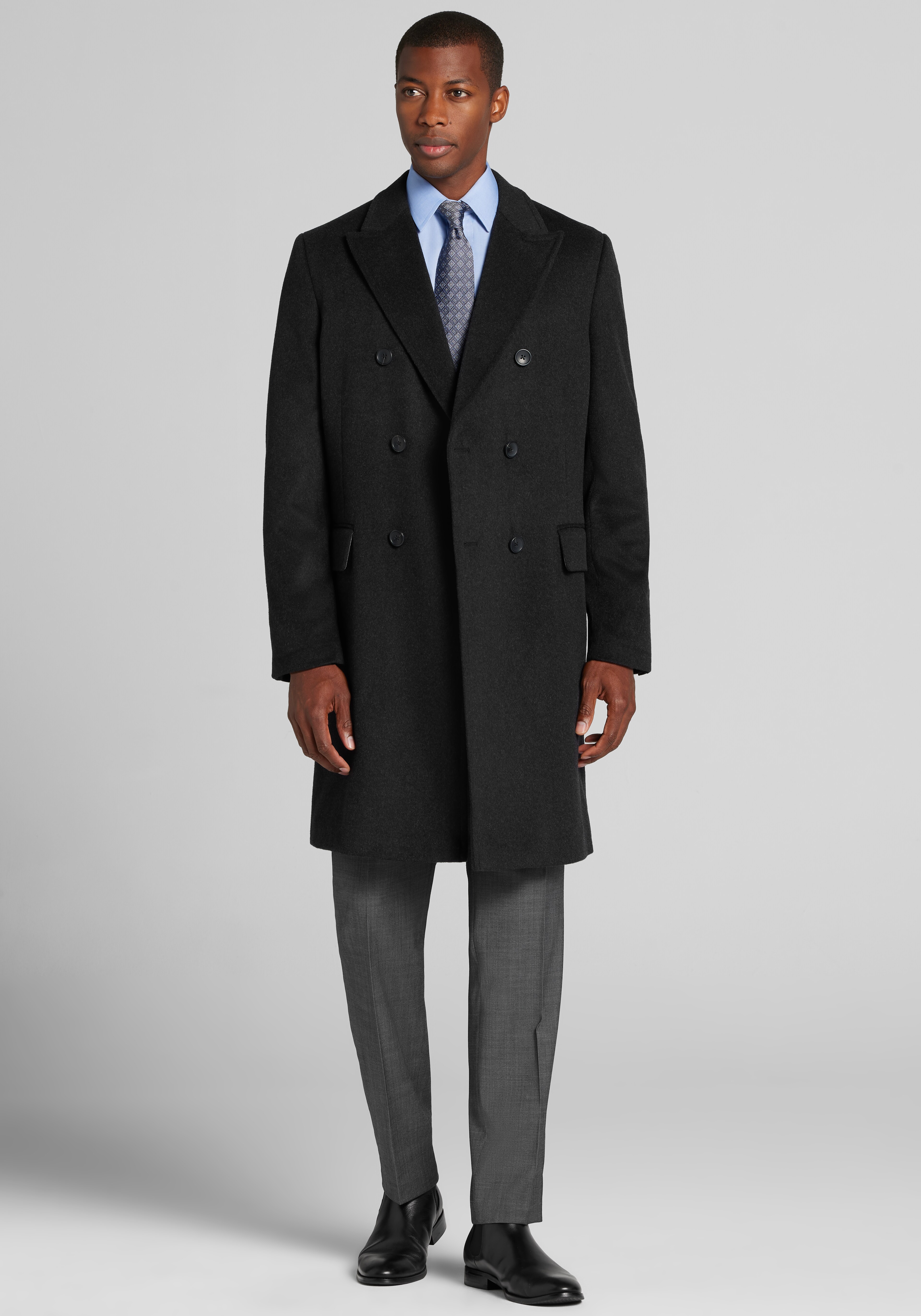Jos. A. Bank Tailored Fit Double-Breasted Wool Topcoat