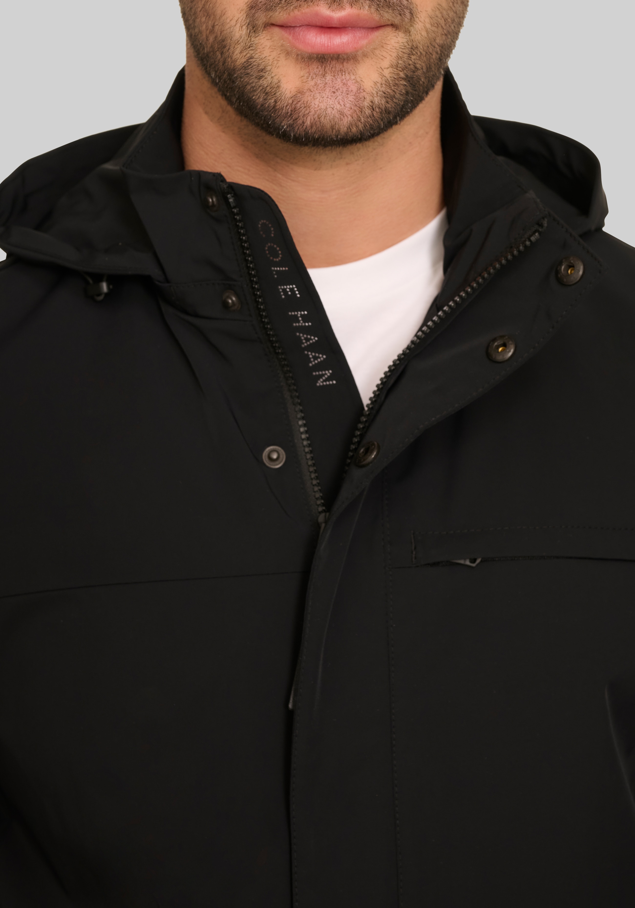 Cole Haan Traditional Fit Hooded Windbreaker Jacket