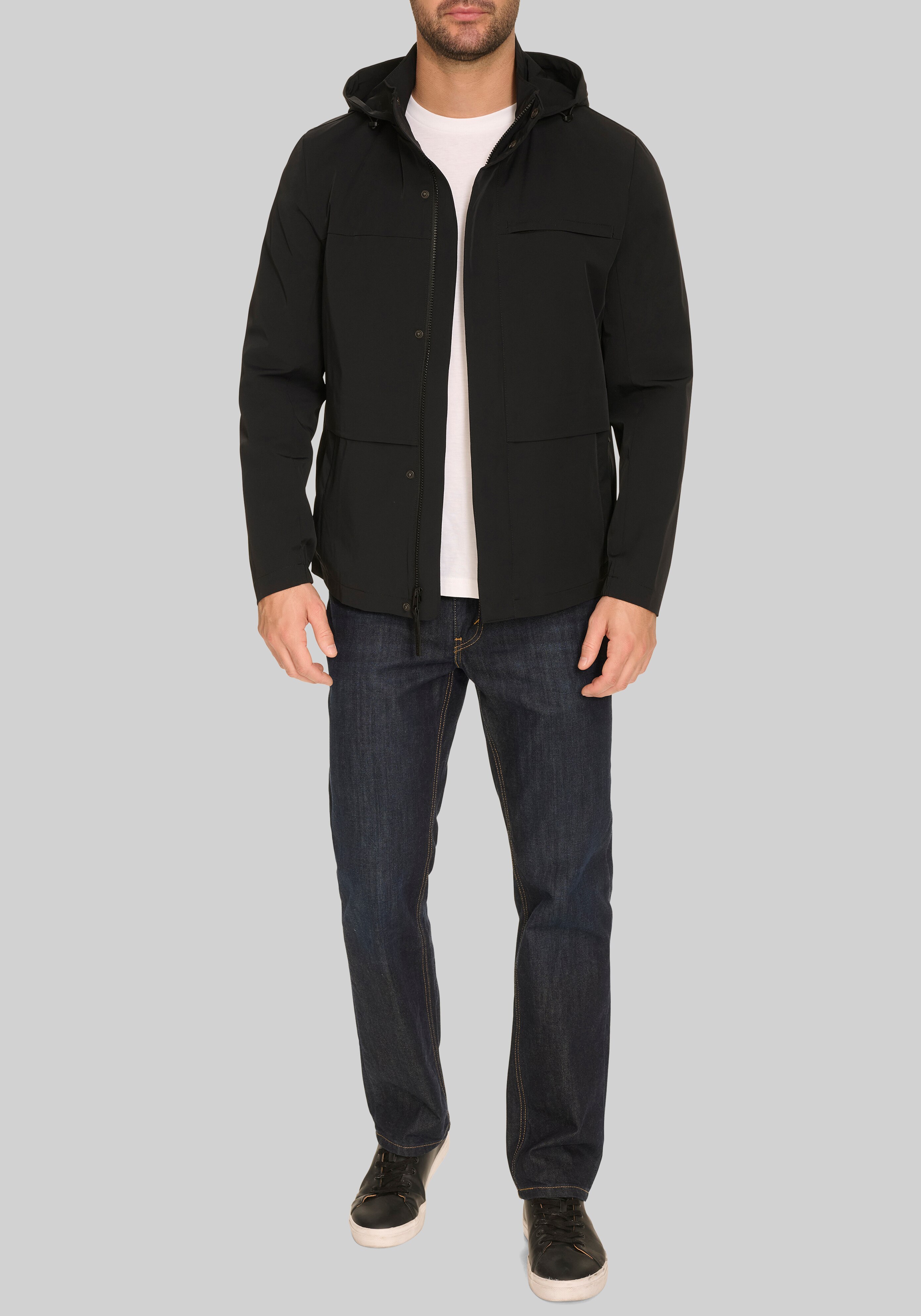 Cole Haan Traditional Fit Hooded Windbreaker Jacket