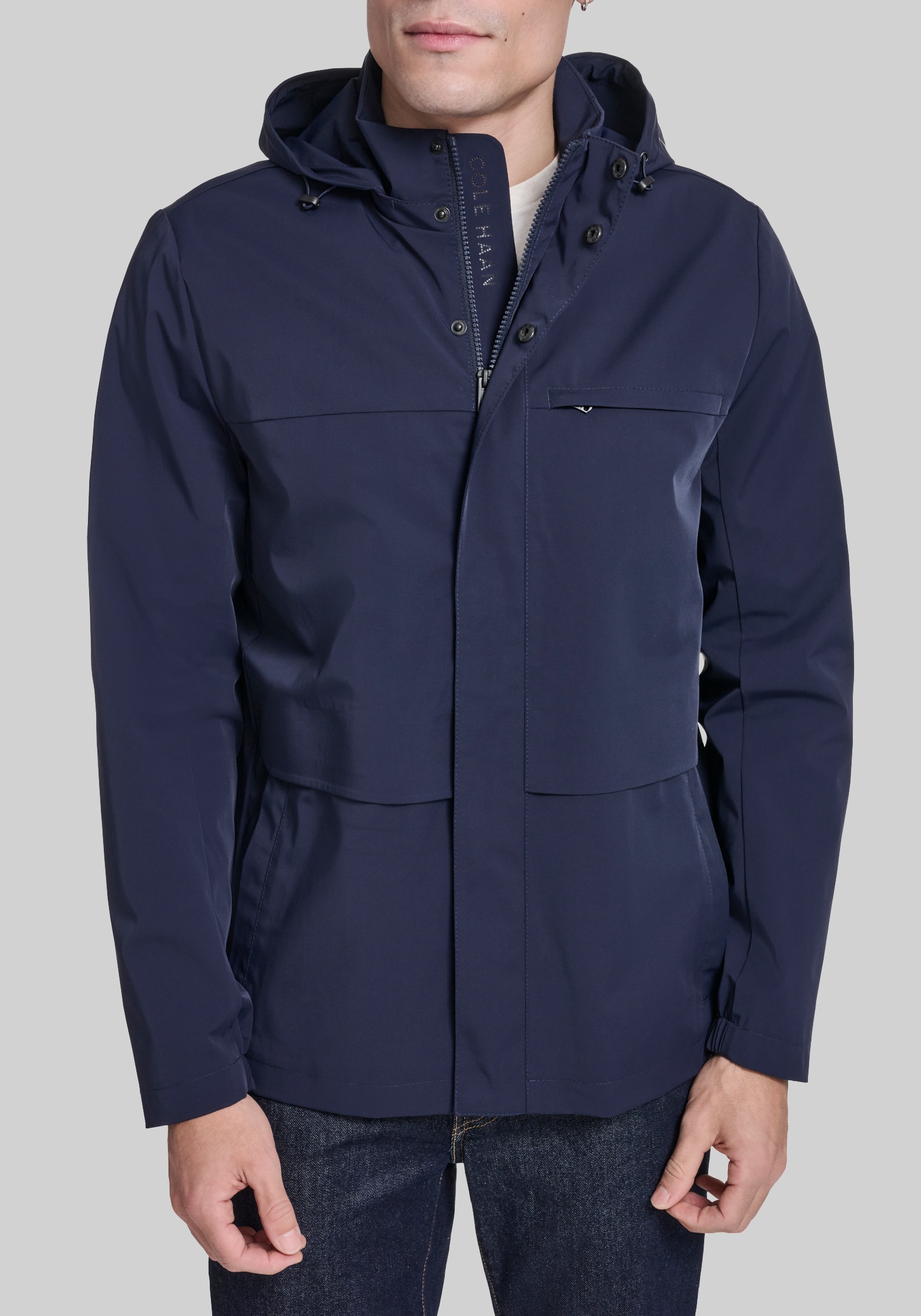Men's Outerwear, Cole Haan Traditional Fit Hooded Windbreaker Jacket - Jos A Bank