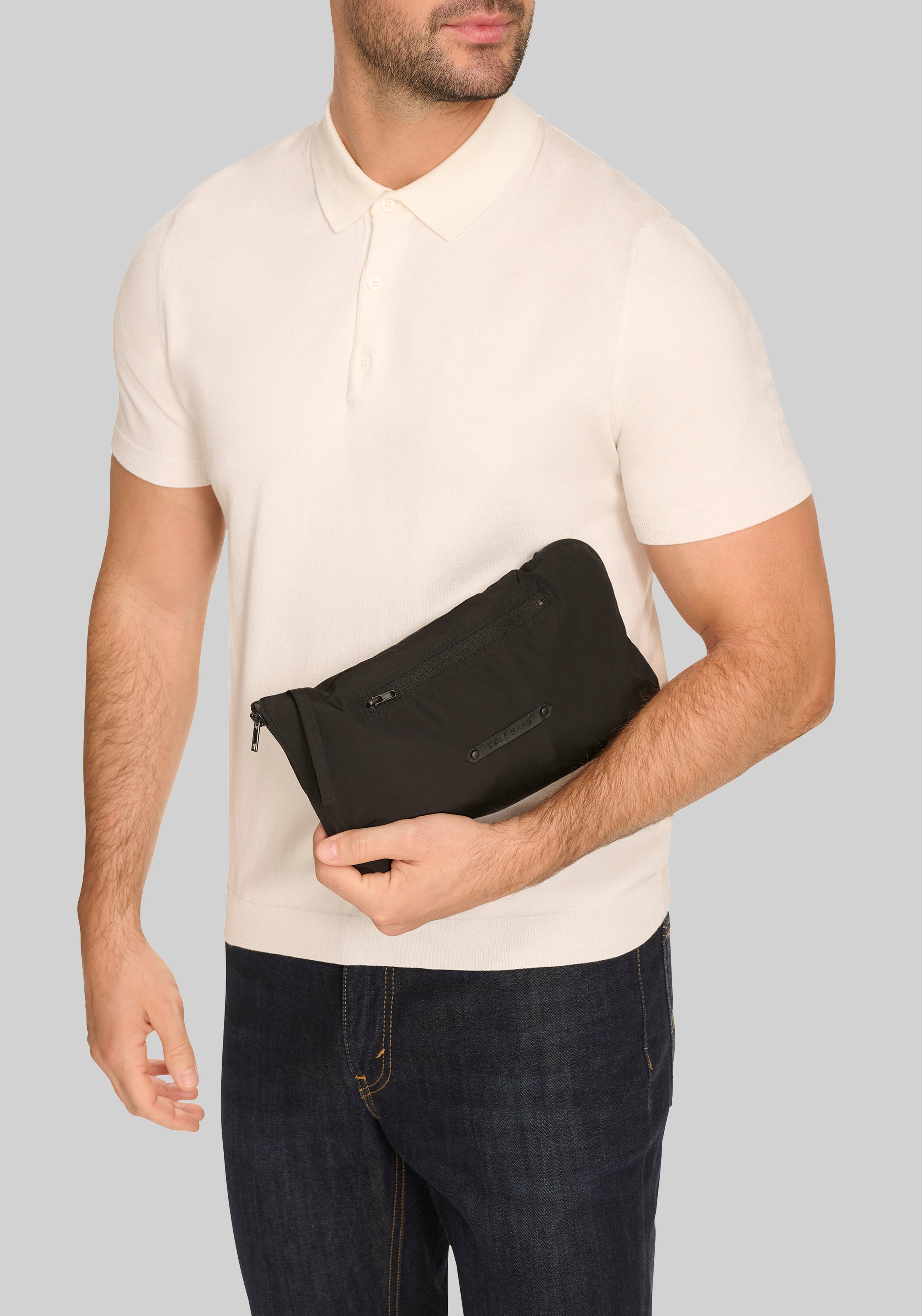 Cole Haan Stand Collar Packable Rain Jacket