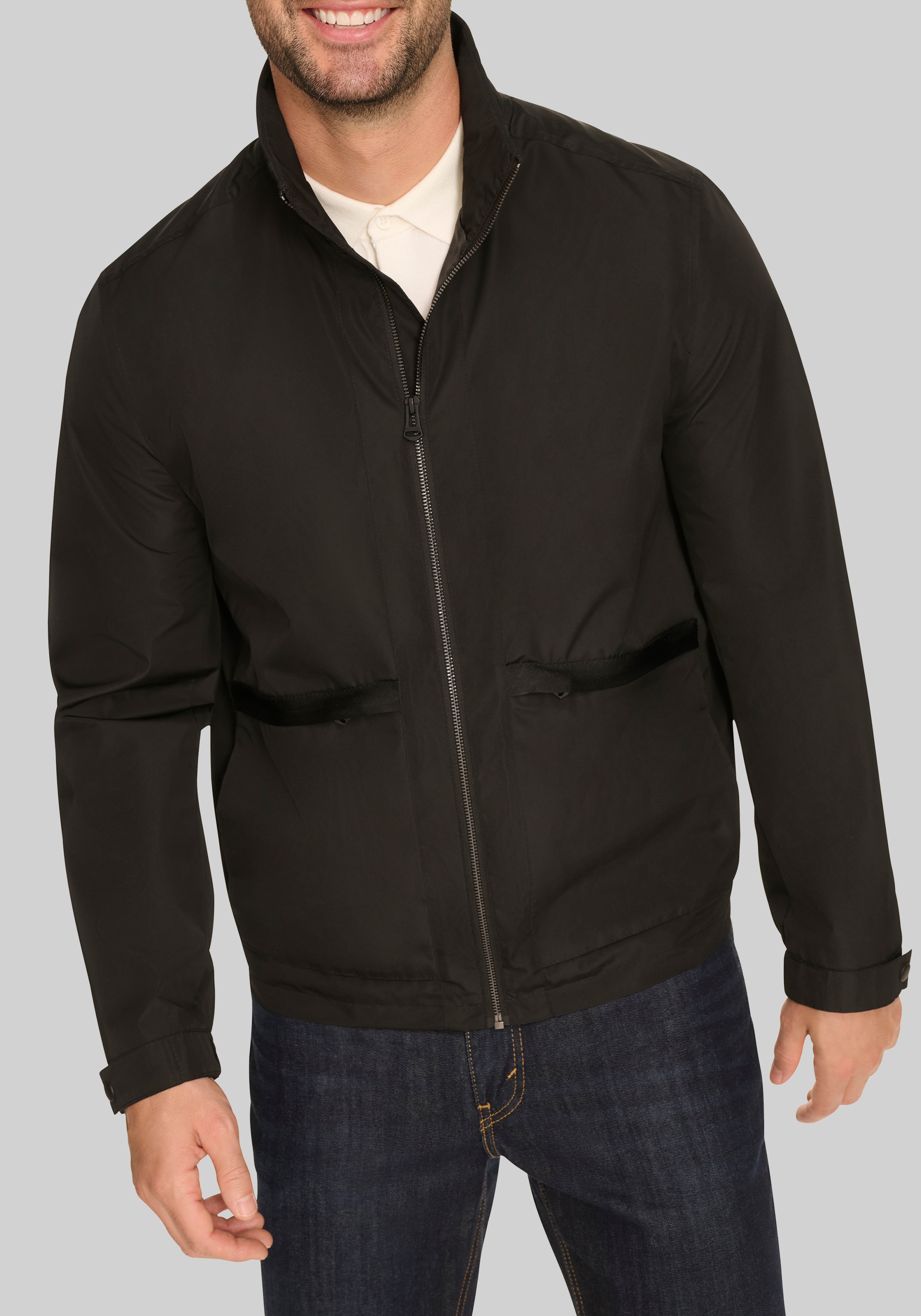 Cole Haan Stand Collar Packable Rain Jacket