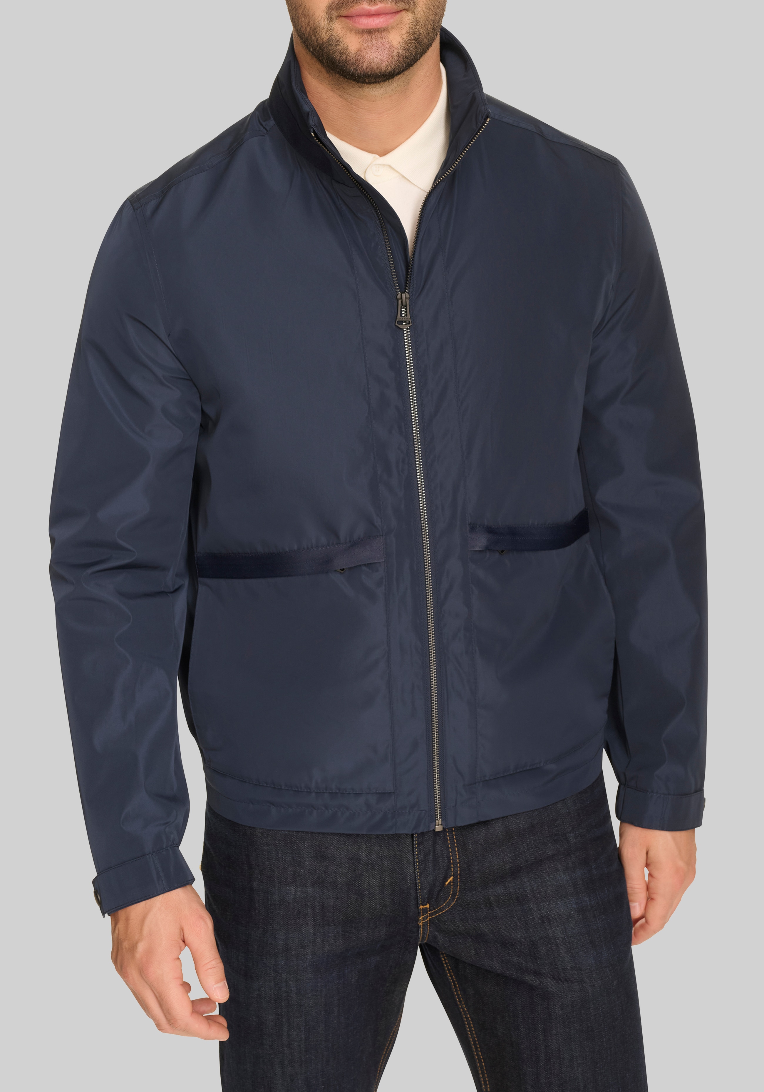 Men's Outerwear, Cole Haan Stand Collar Packable Rain Jacket - Jos A Bank
