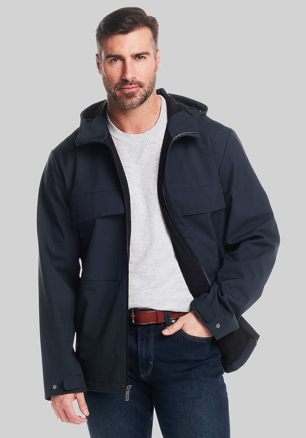 Weatherproof Tailored Fit Unlined Hooded Soft Shell Shirt Jacket