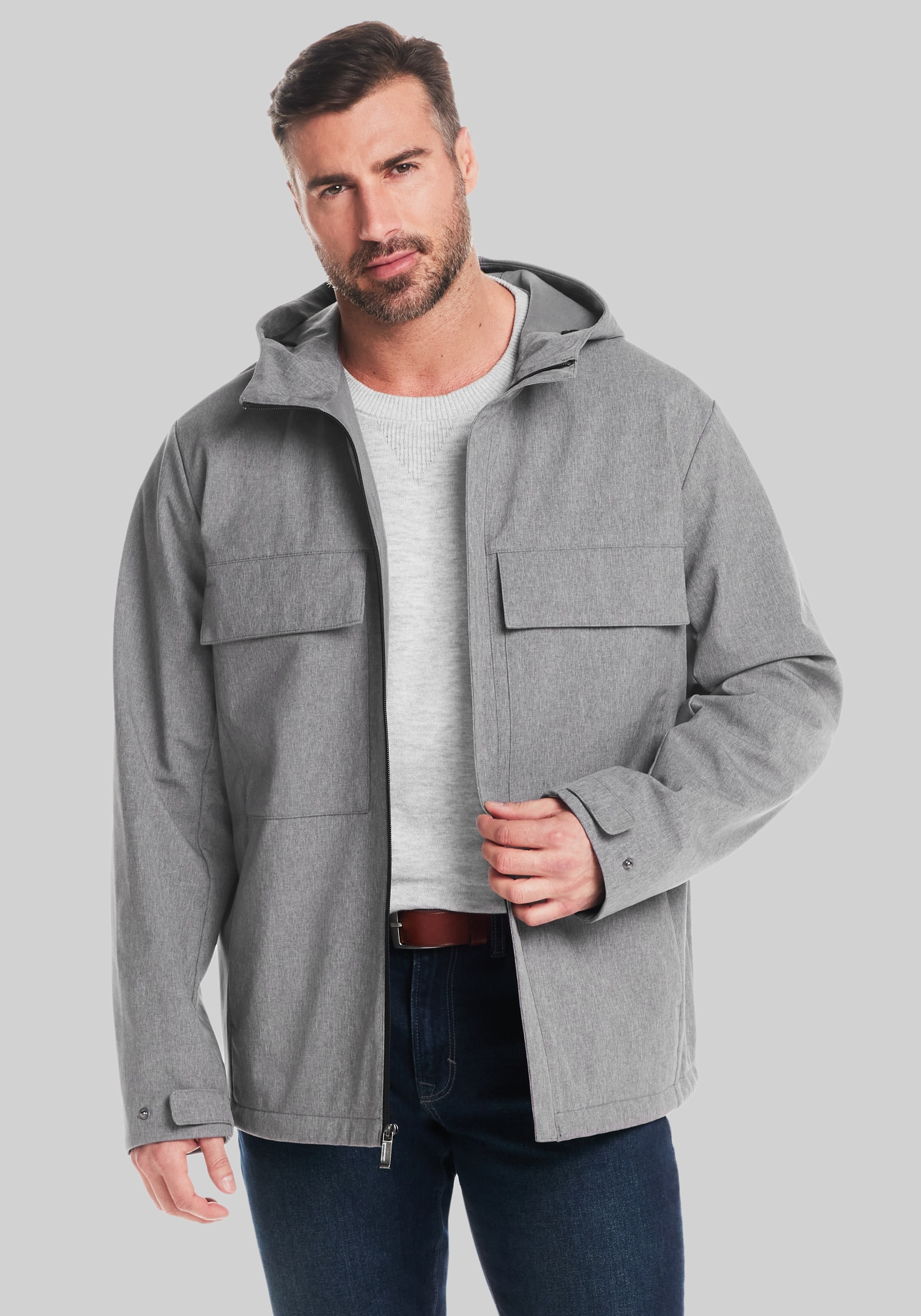 Men's New!, Weatherproof Vintage Tailored Fit Unlined Hooded Soft Shell Shirt Jacket - Jos A Bank