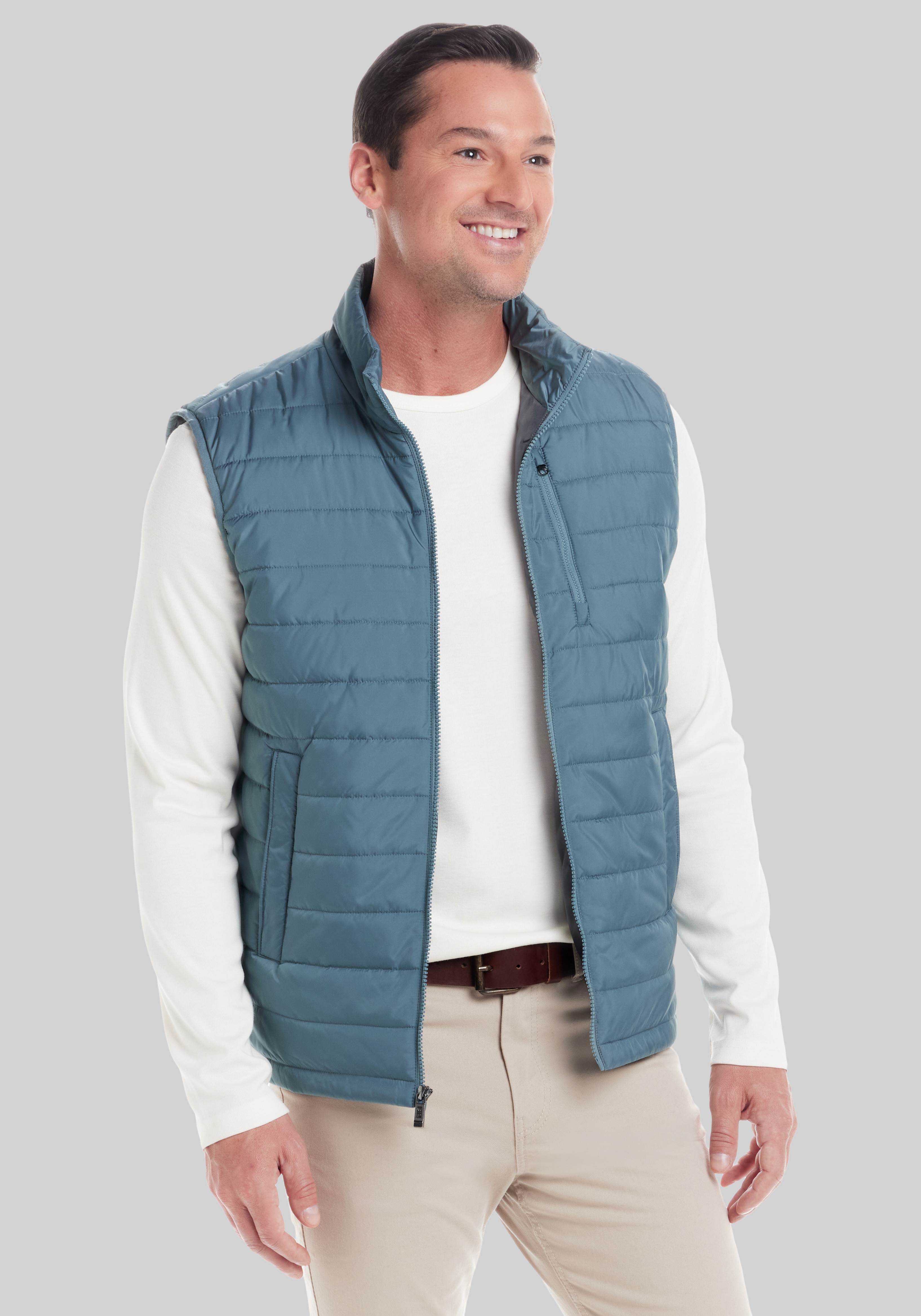 Men's Outerwear, Weatherproof Tailored Fit Quilted Cire Vest - Jos A Bank