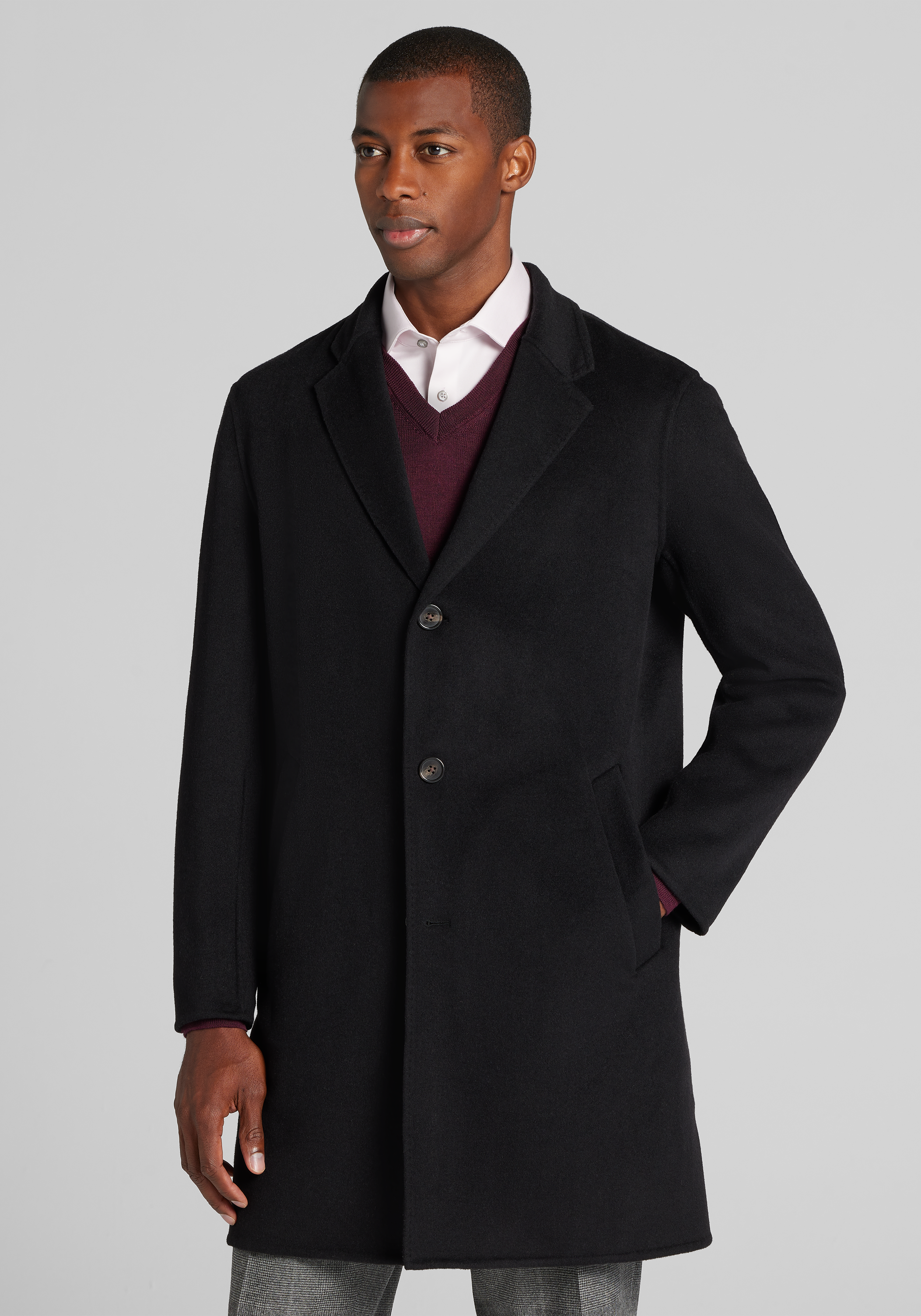 Men's FLYOUT_CATEGORY, Reserve Collection Tailored Fit Double-Faced Wool Topcoat - Big & Tall - Jos A Bank