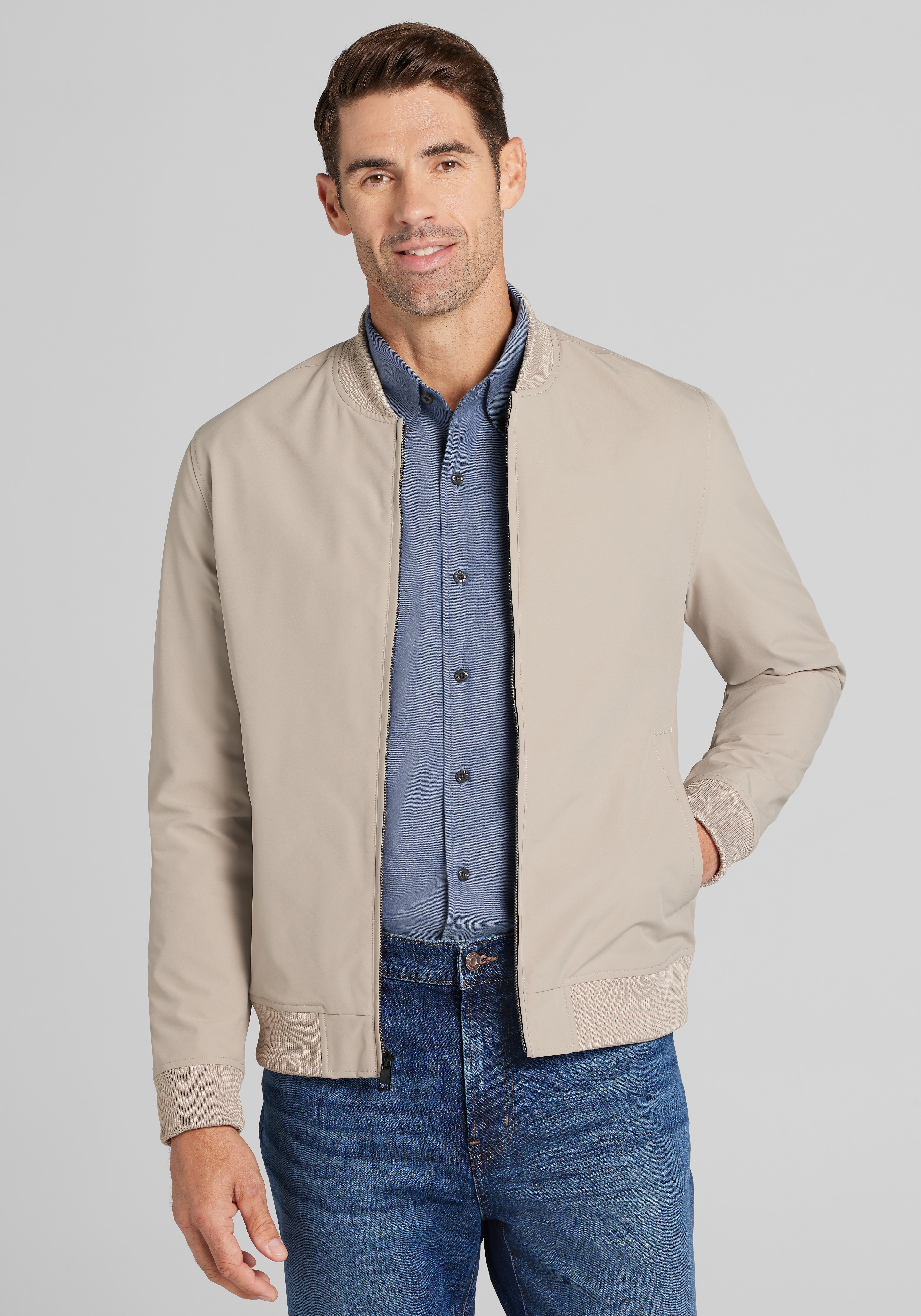 Men's Outerwear, 1905 Collection Tailored Fit Opportunity Bomber Jacket - Jos A Bank