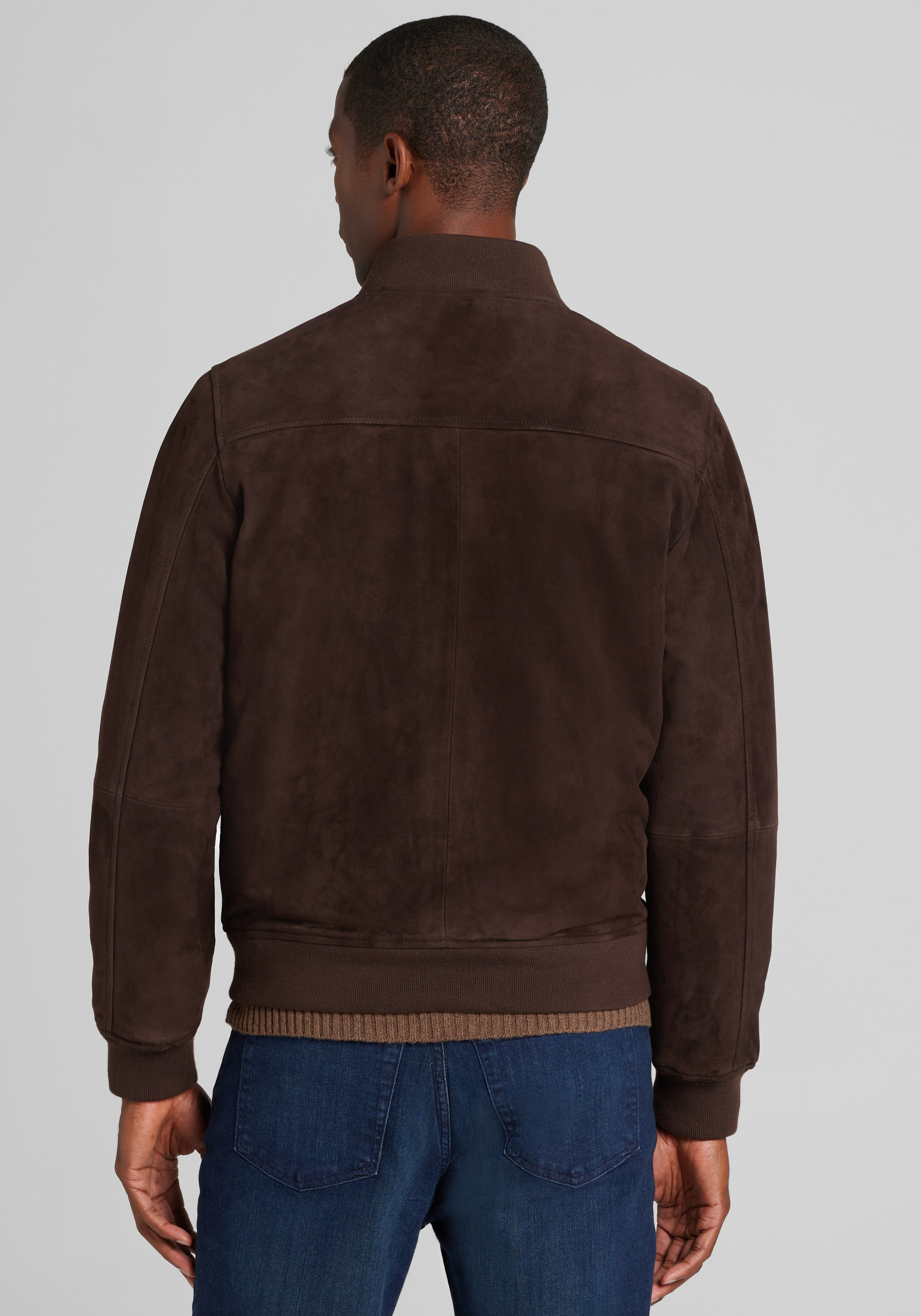 Reserve Collection Tailored Fit Leather Bomber Jacket