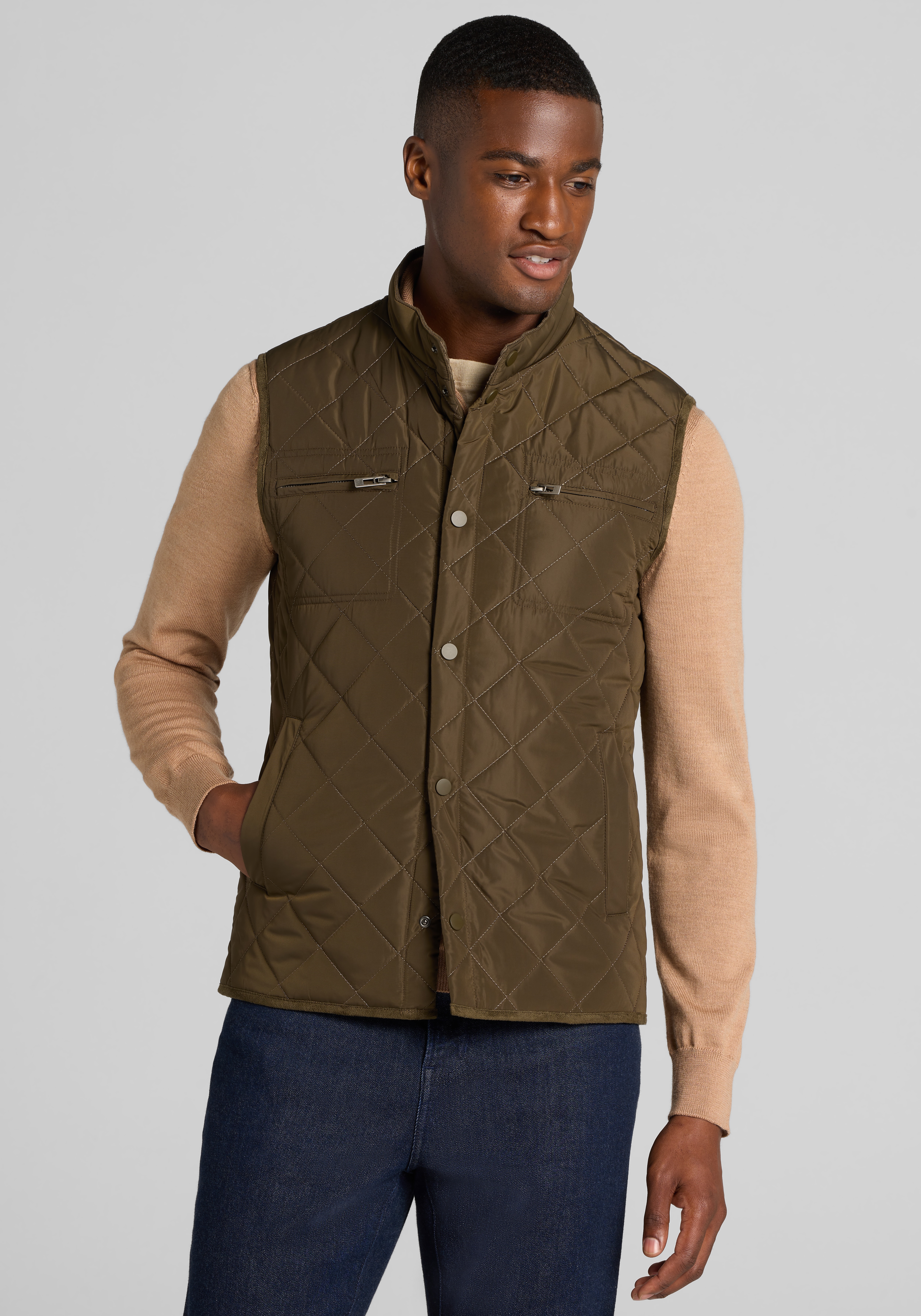 Men's Outerwear, Jos. A. Bank Tailored Fit Quilted Vest - Jos A Bank