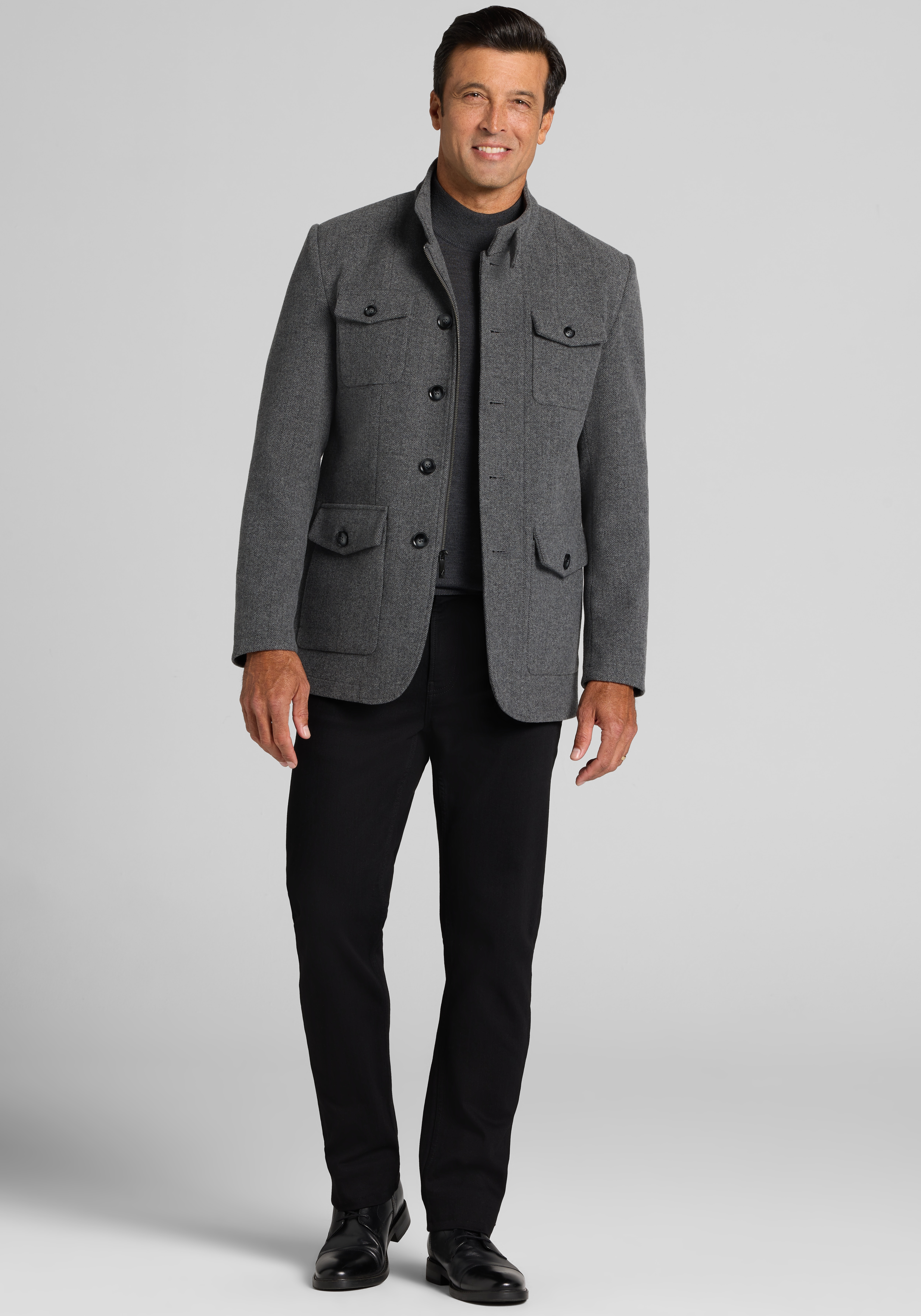 Jos. A. Bank Tailored Fit Herringbone Car Coat