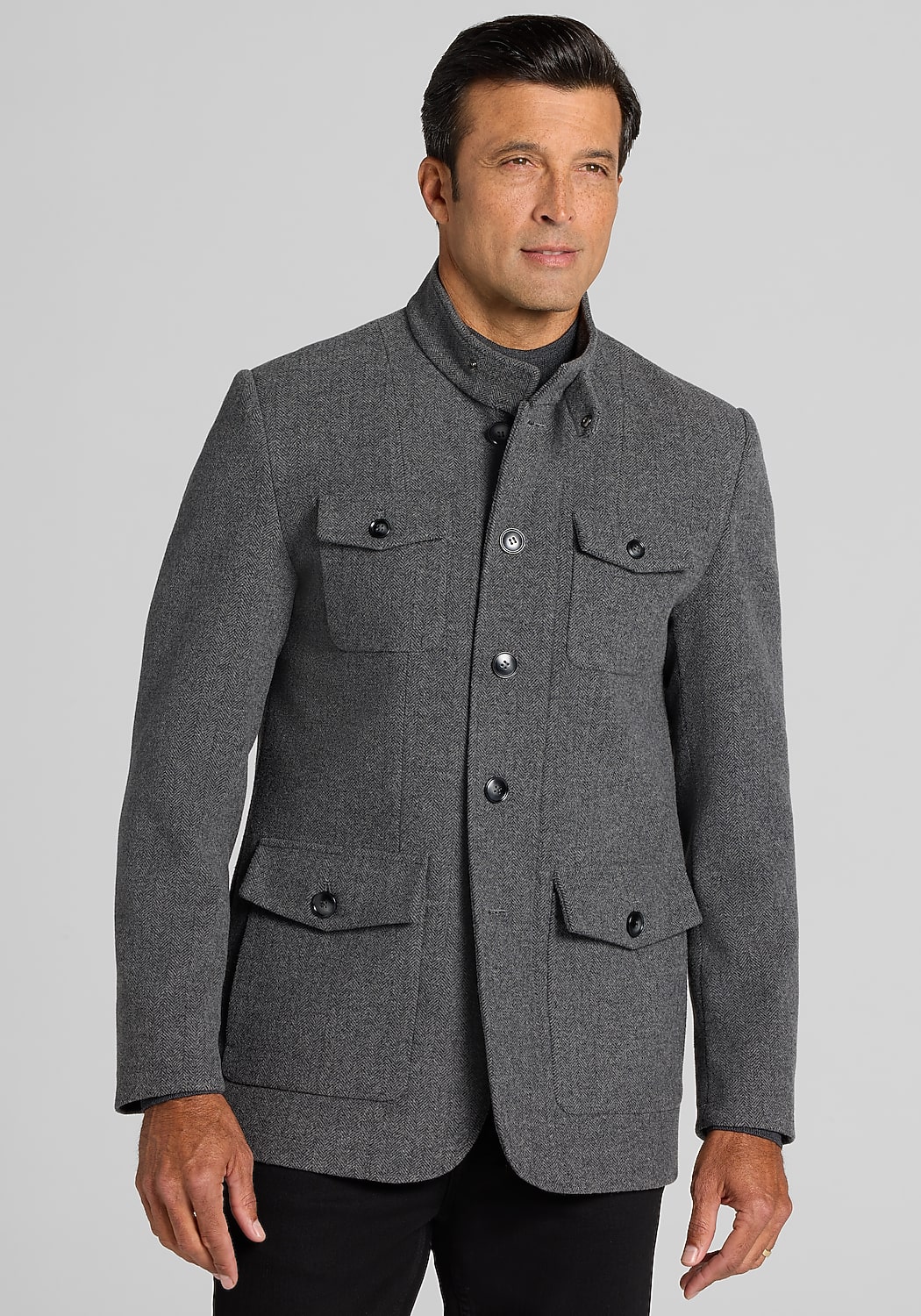 Jos. A. Bank Tailored Fit Herringbone Car Coat