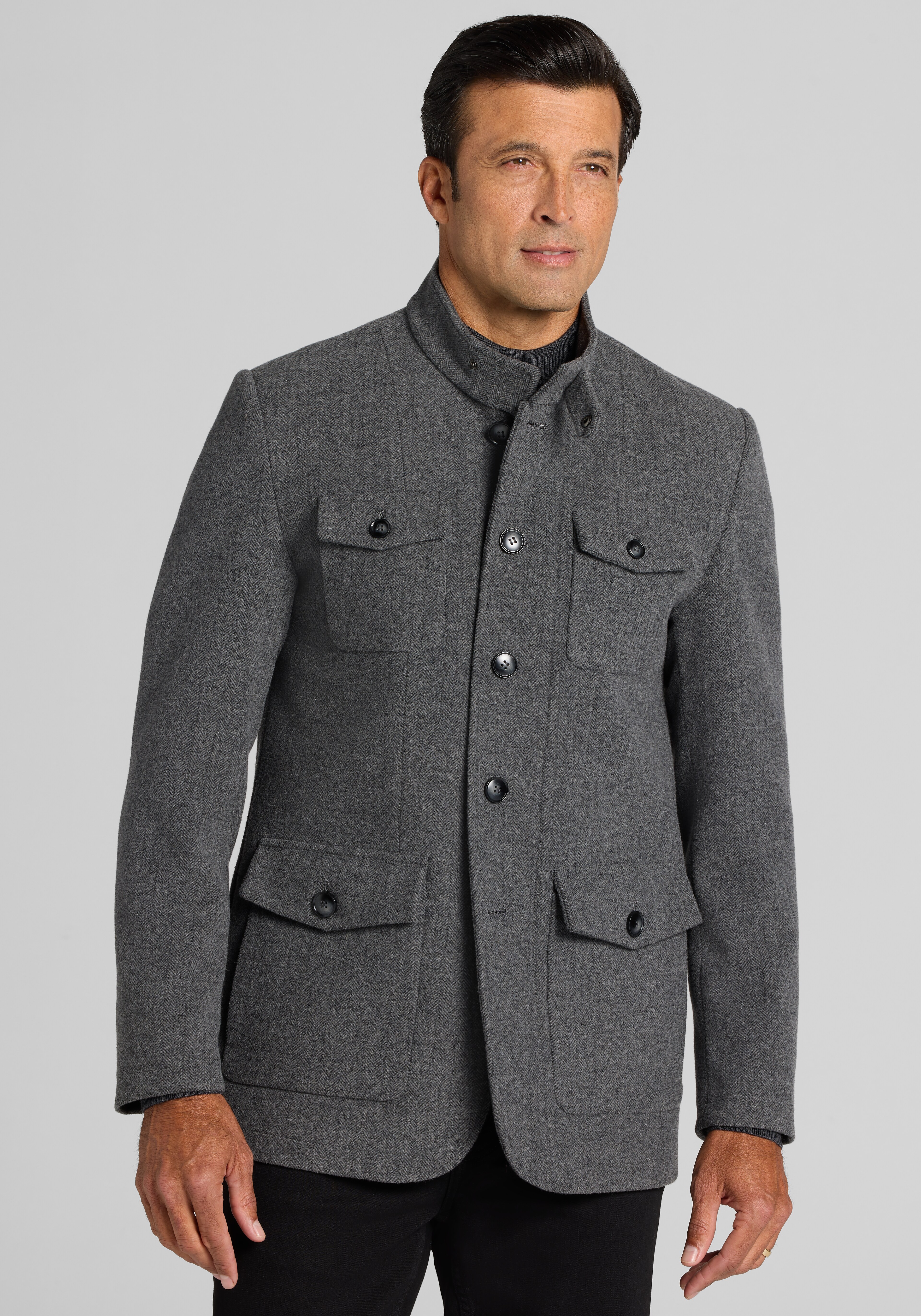 Jos. A. Bank Tailored Fit Herringbone Car Coat