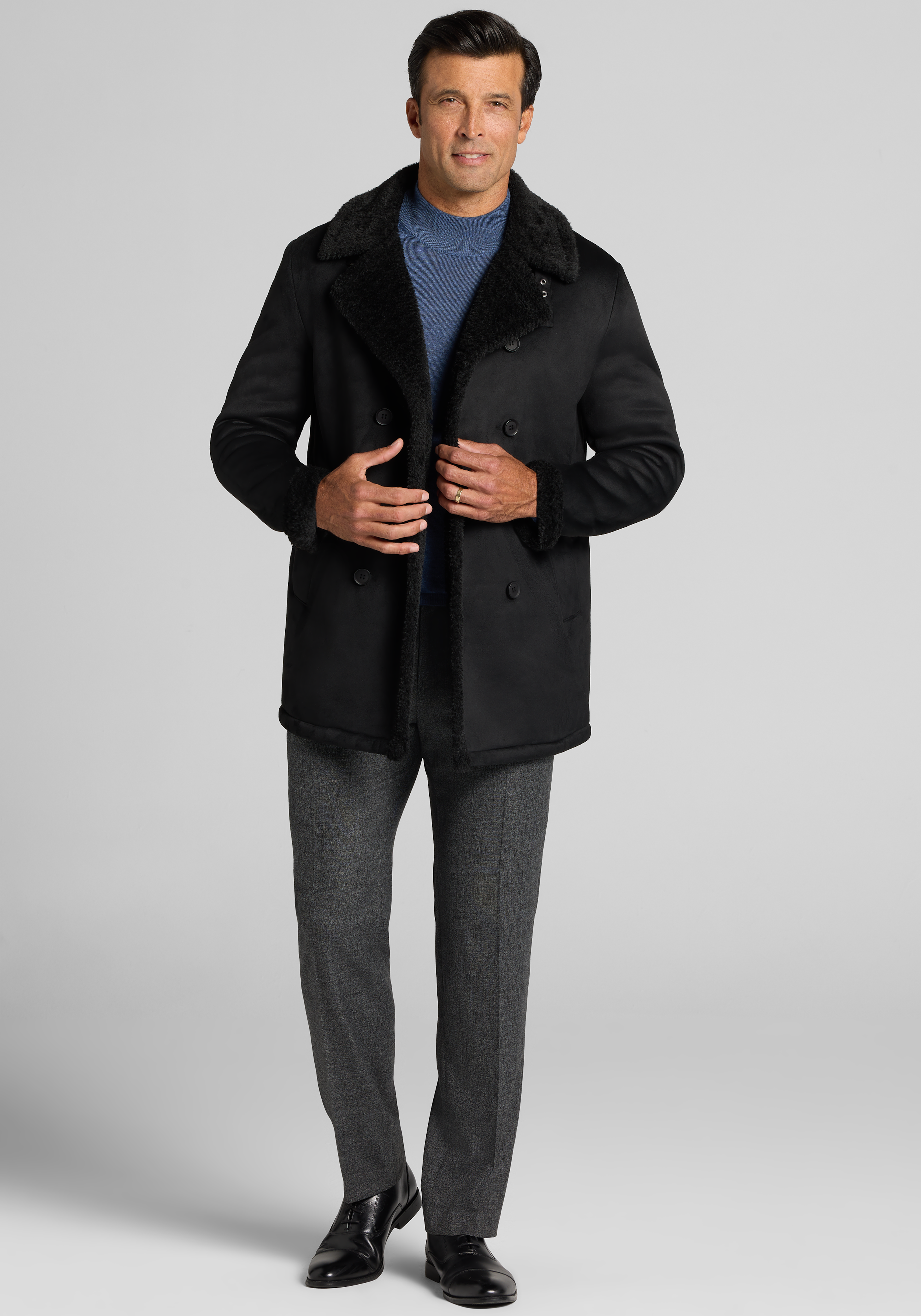 Jos. A. Bank Tailored Fit Faux Shearling Peacoat