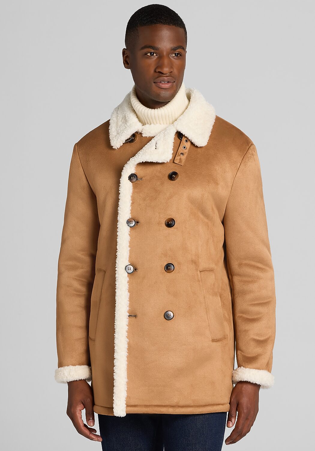 Jos. A. Bank Tailored Fit Faux Shearling Peacoat