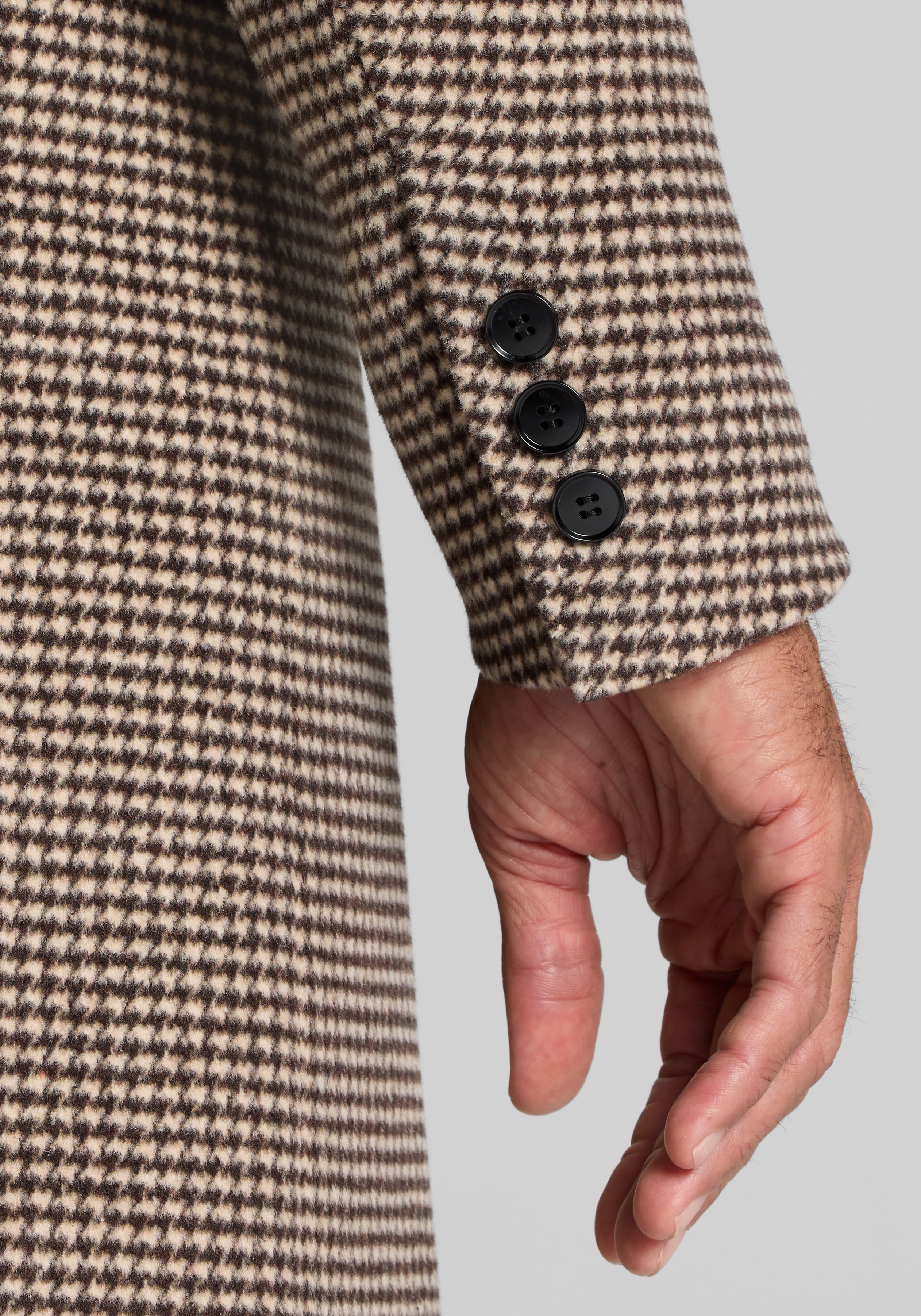 Jos. A. Bank Wool Blend Double-Breasted Houndstooth Topcoat