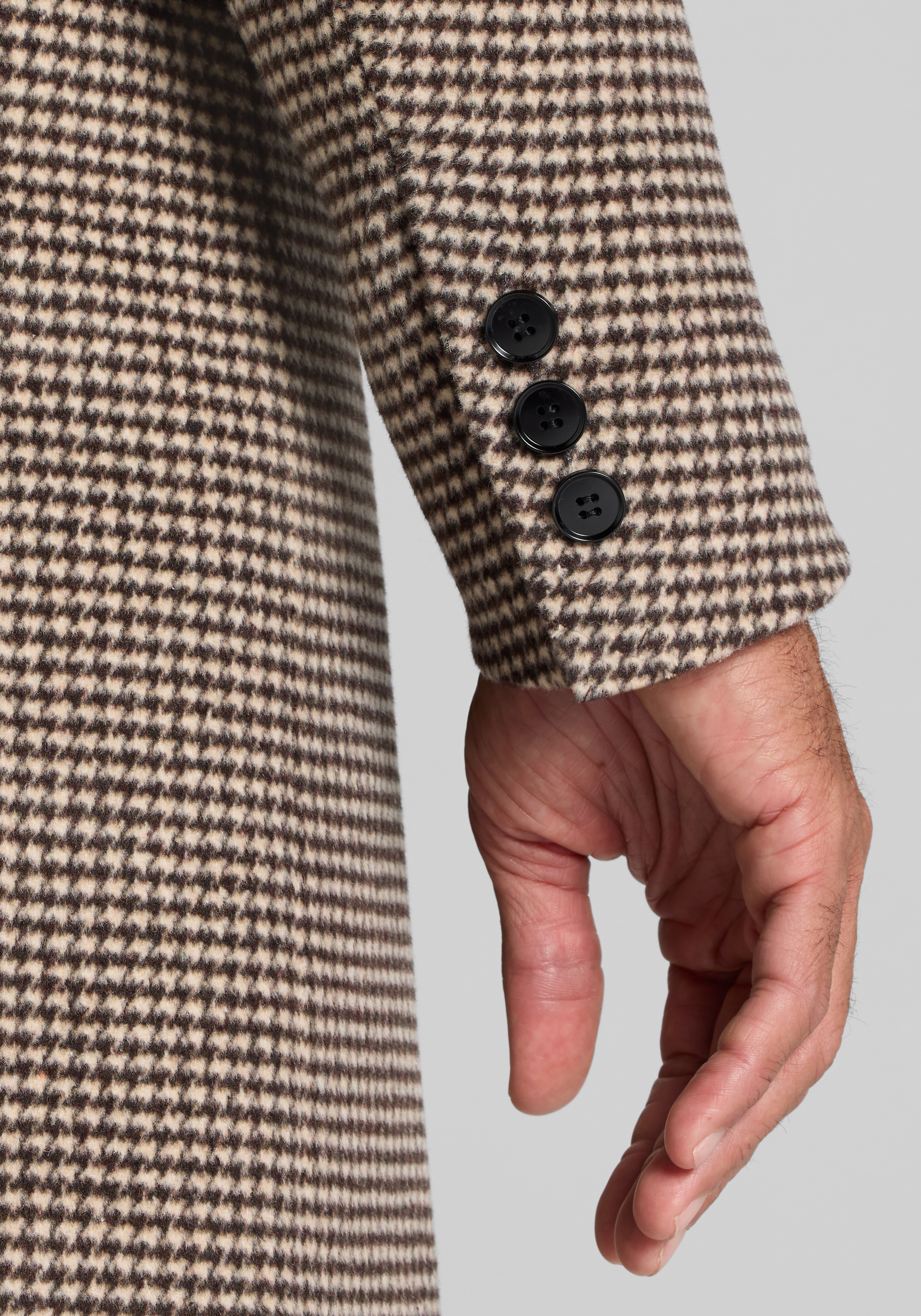 Jos. A. Bank Wool Blend Double-Breasted Houndstooth Topcoat