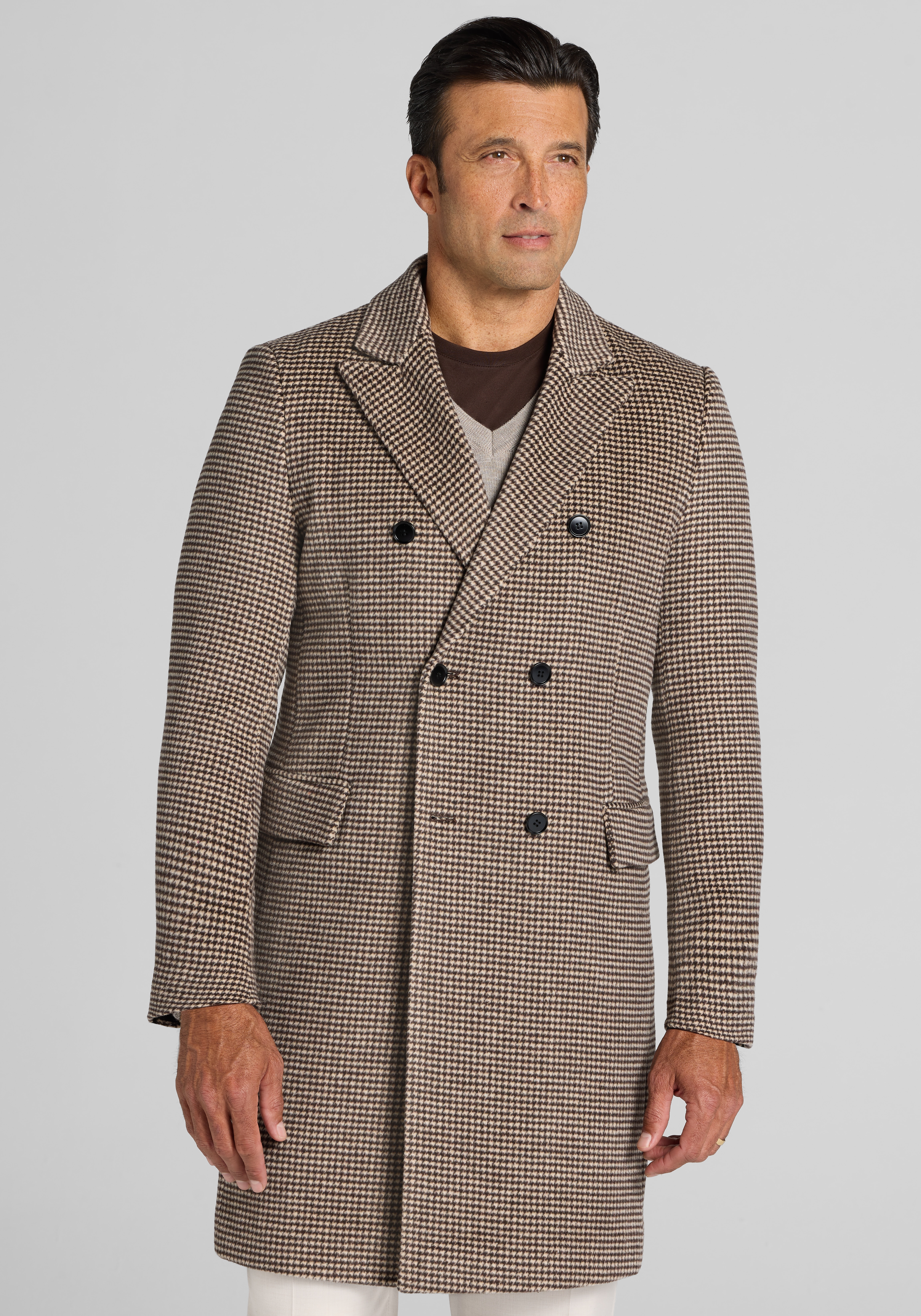 Men's Sale & Clearance, Jos. A. Bank Wool Blend Double-Breasted Houndstooth Topcoat - Jos A Bank