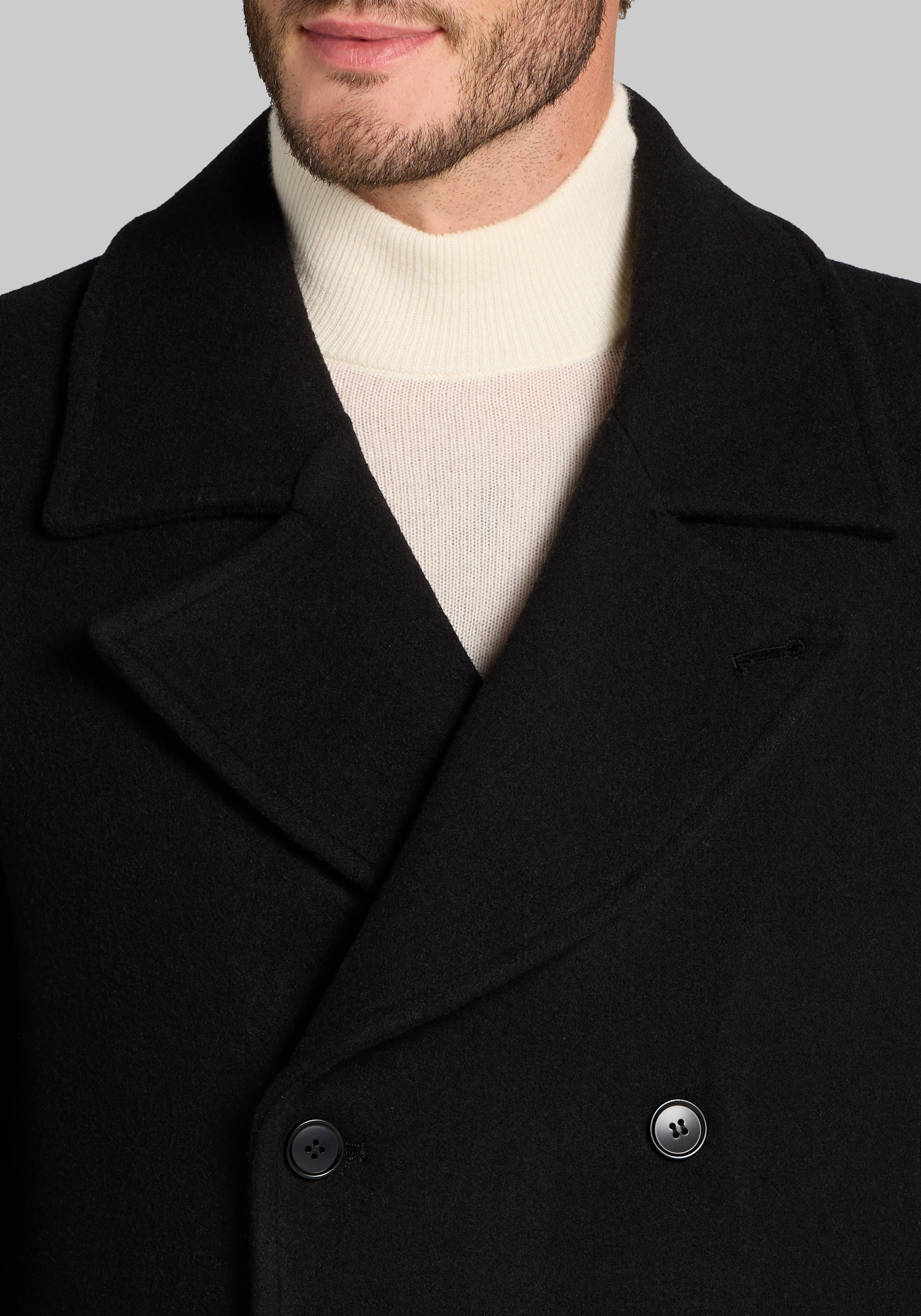 Jos. A. Bank Officers Double-Breasted Wool-Blend Topcoat