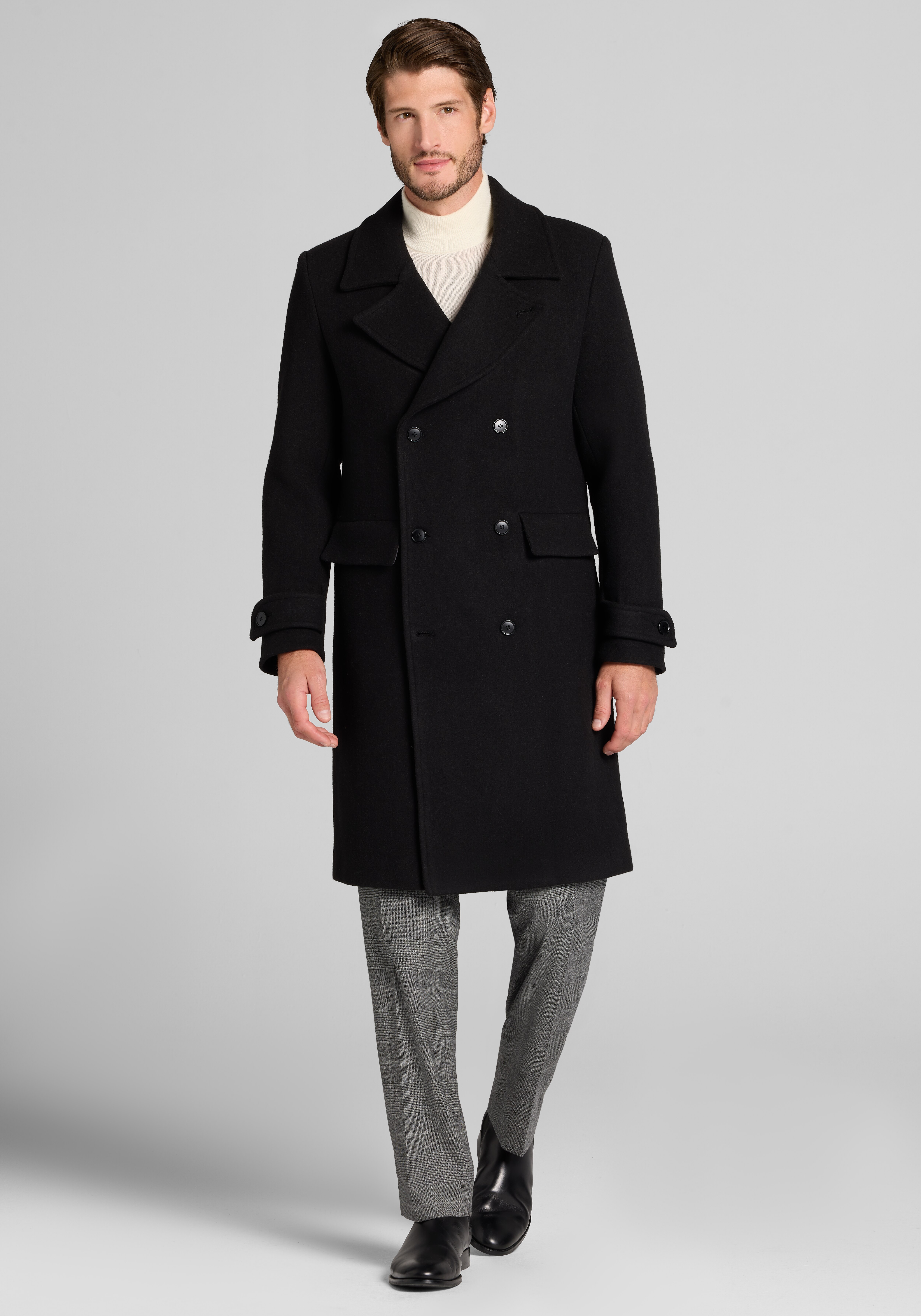 Jos. A. Bank Officers Double-Breasted Wool-Blend Topcoat