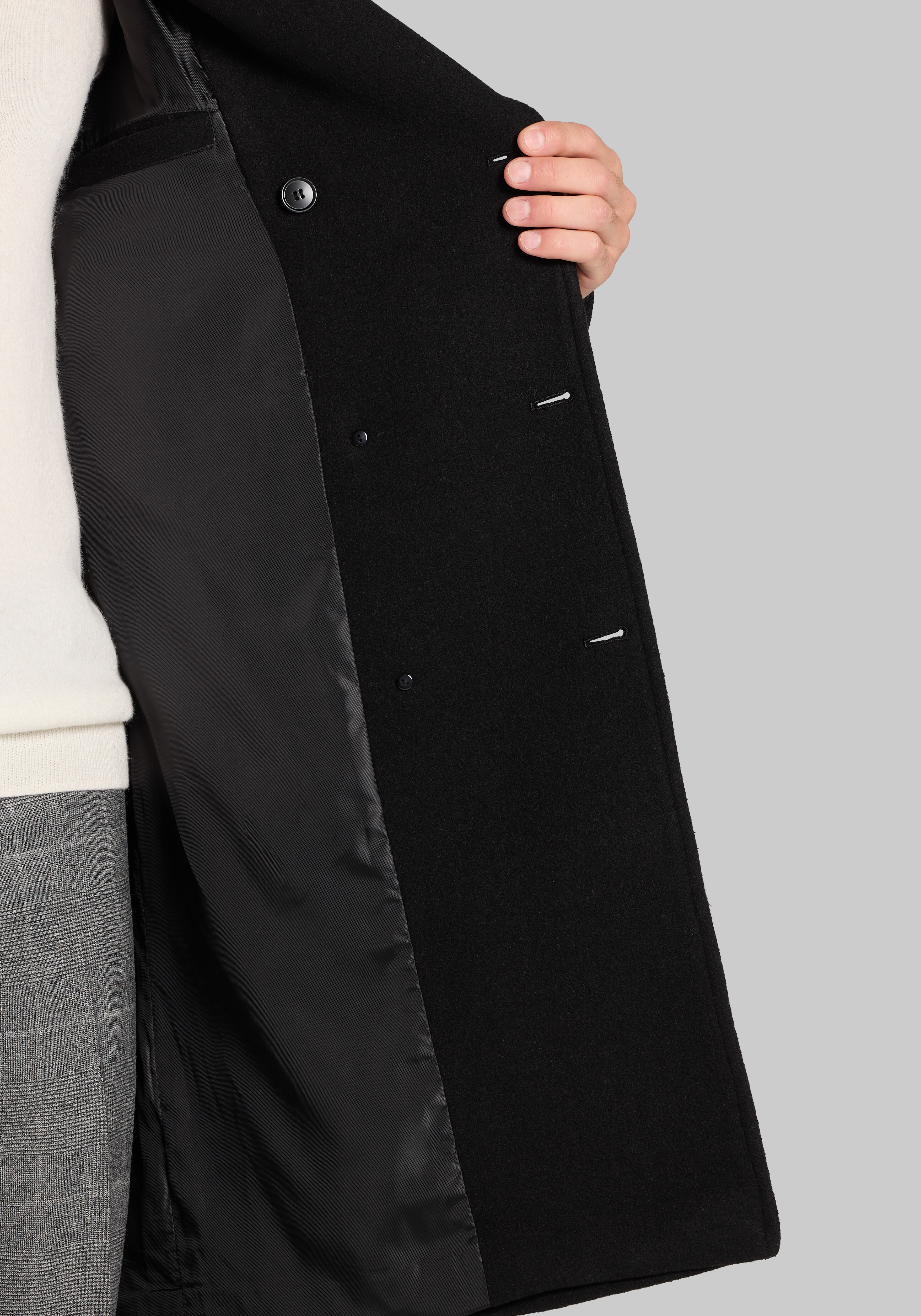 Jos. A. Bank Officers Double-Breasted Wool-Blend Topcoat