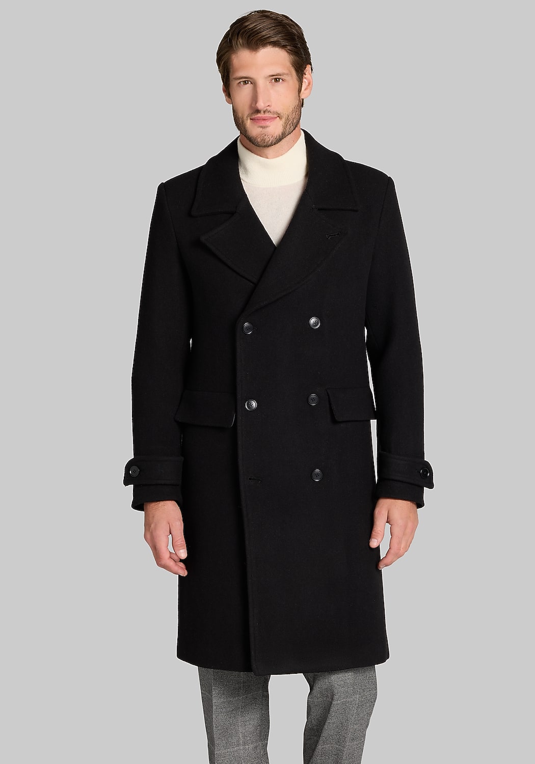Jos. A. Bank Officers Double-Breasted Wool-Blend Topcoat