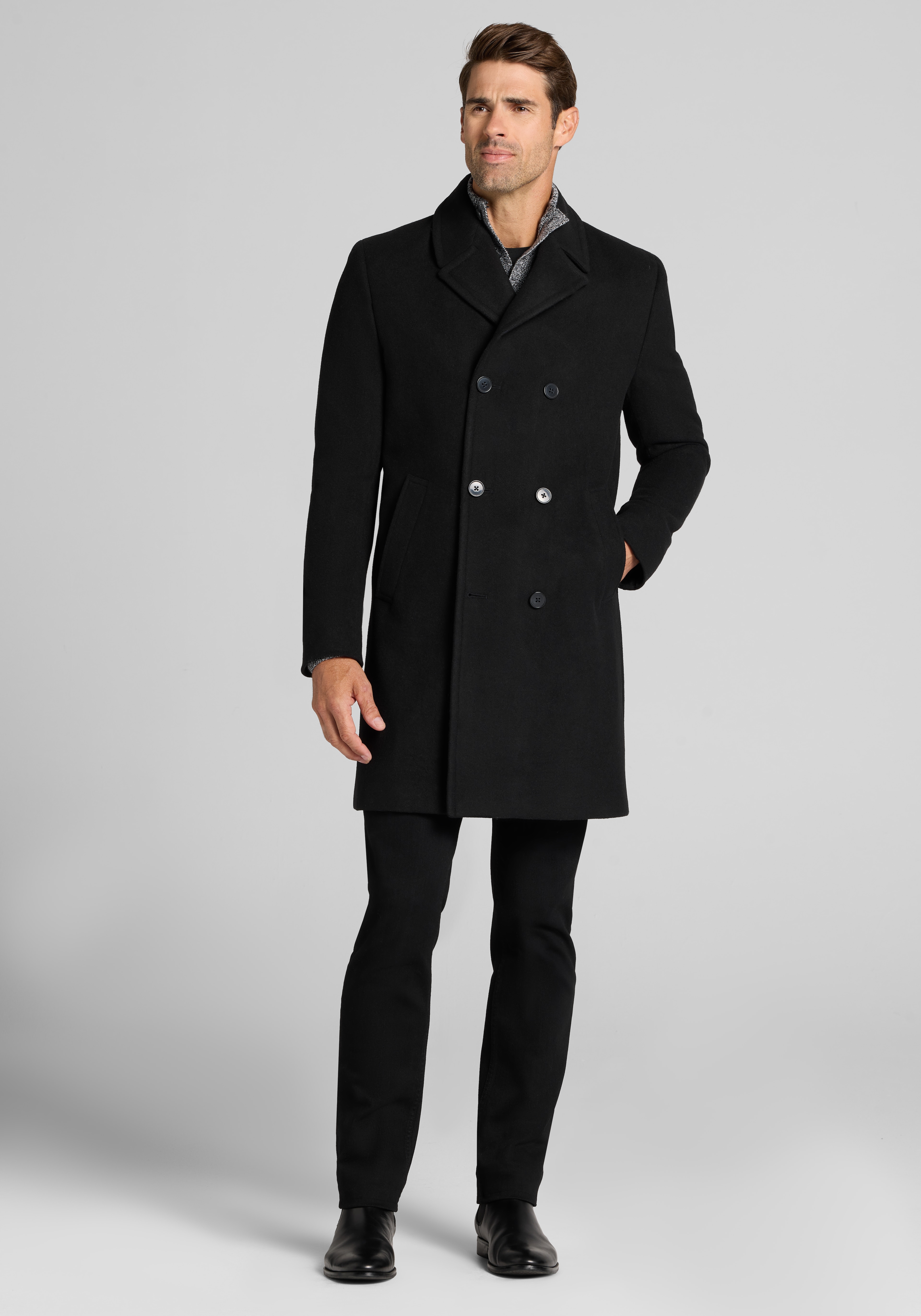 Jos. A. Bank Wool-Blend Double-Breasted Topcoat