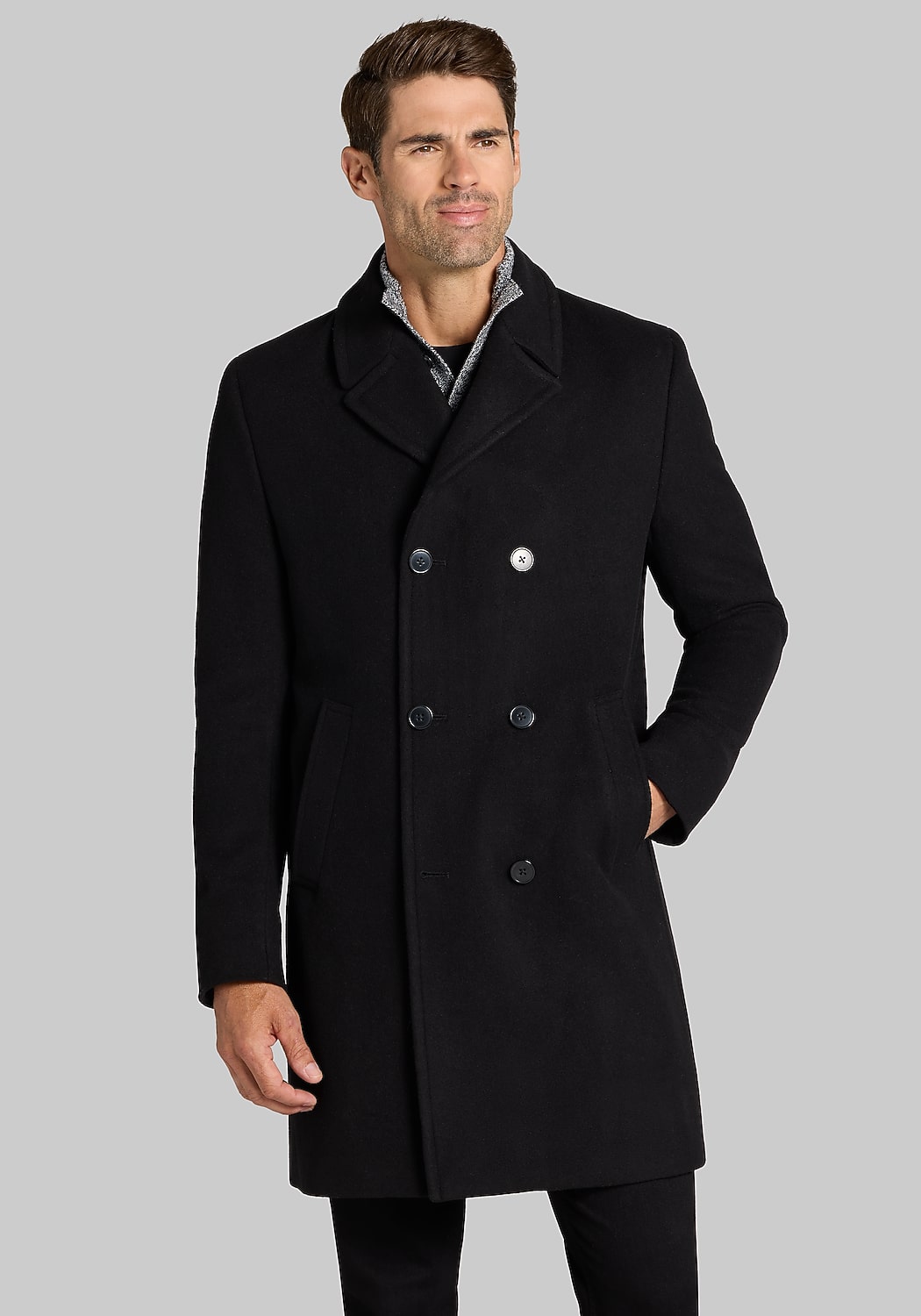 Jos. A. Bank Wool-Blend Double-Breasted Topcoat - Big & Tall