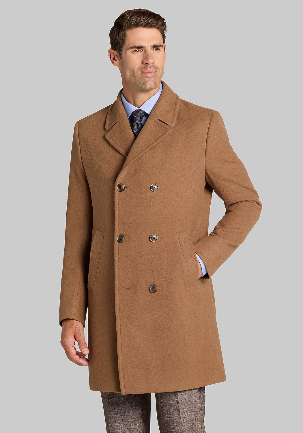 Jos. A. Bank Wool-Blend Double-Breasted Topcoat