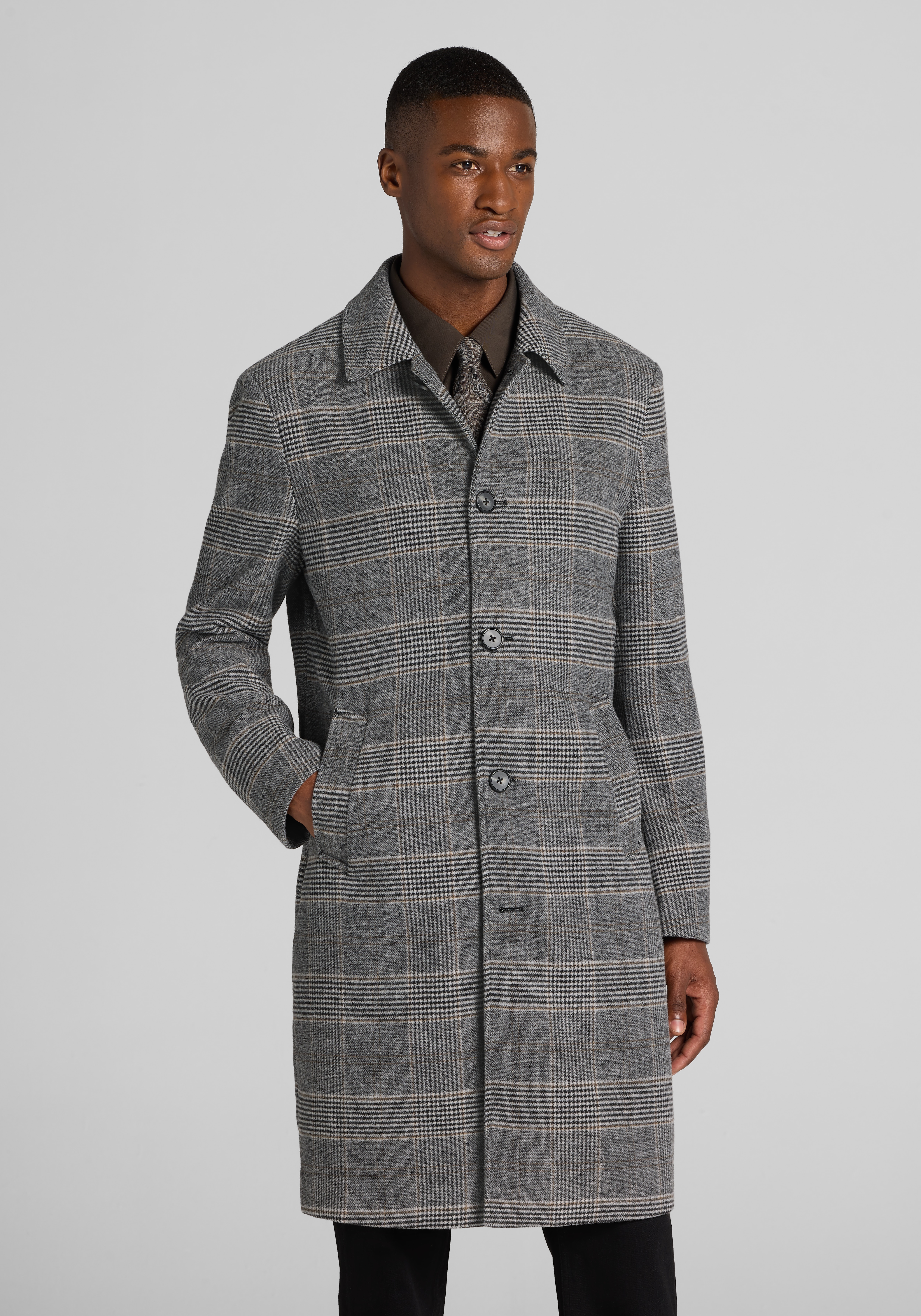 Men's Outerwear, Paisley & Gray Slim Fit Military Overcoat - Jos A Bank