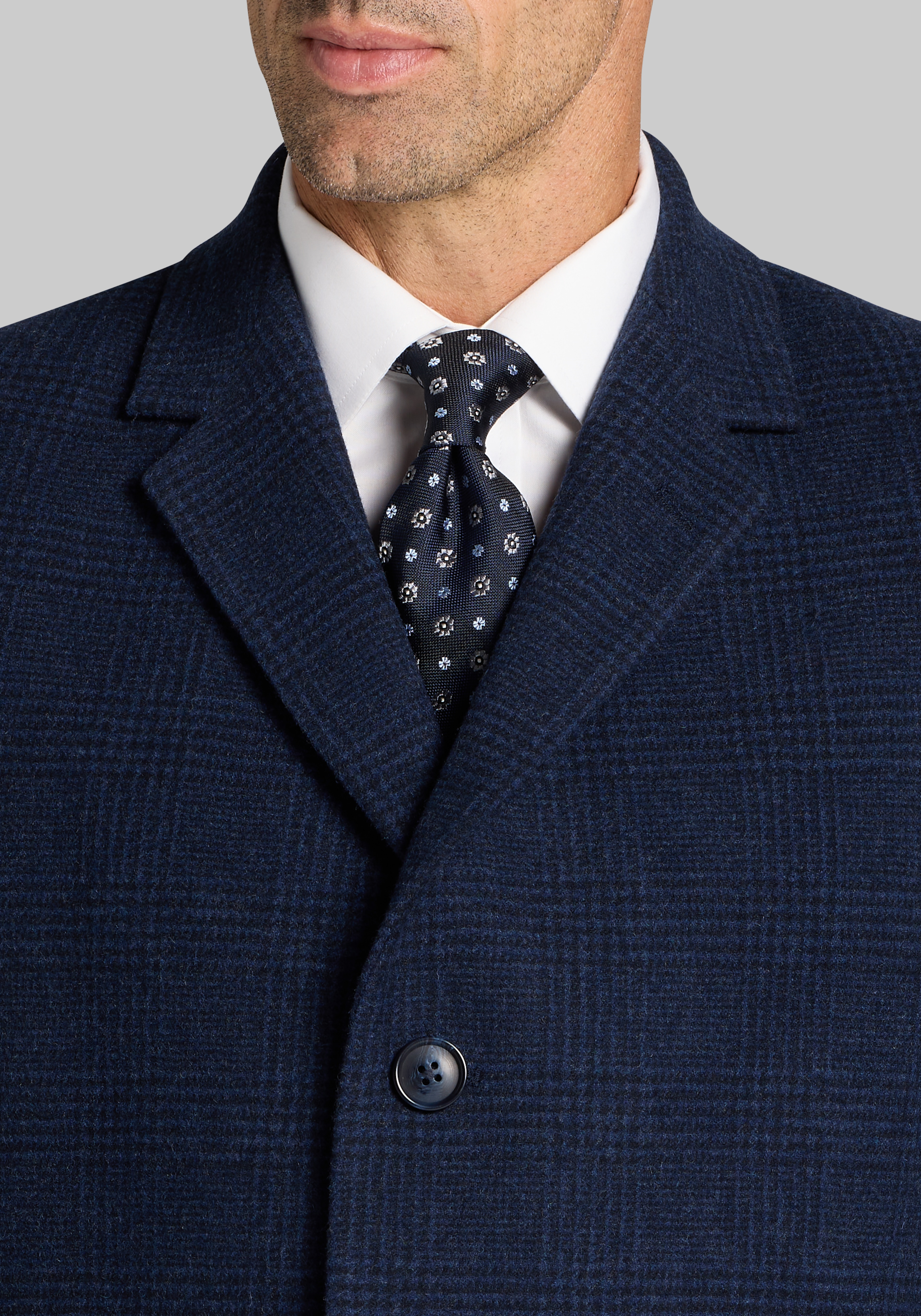 Traditional Fit Plaid Topcoat