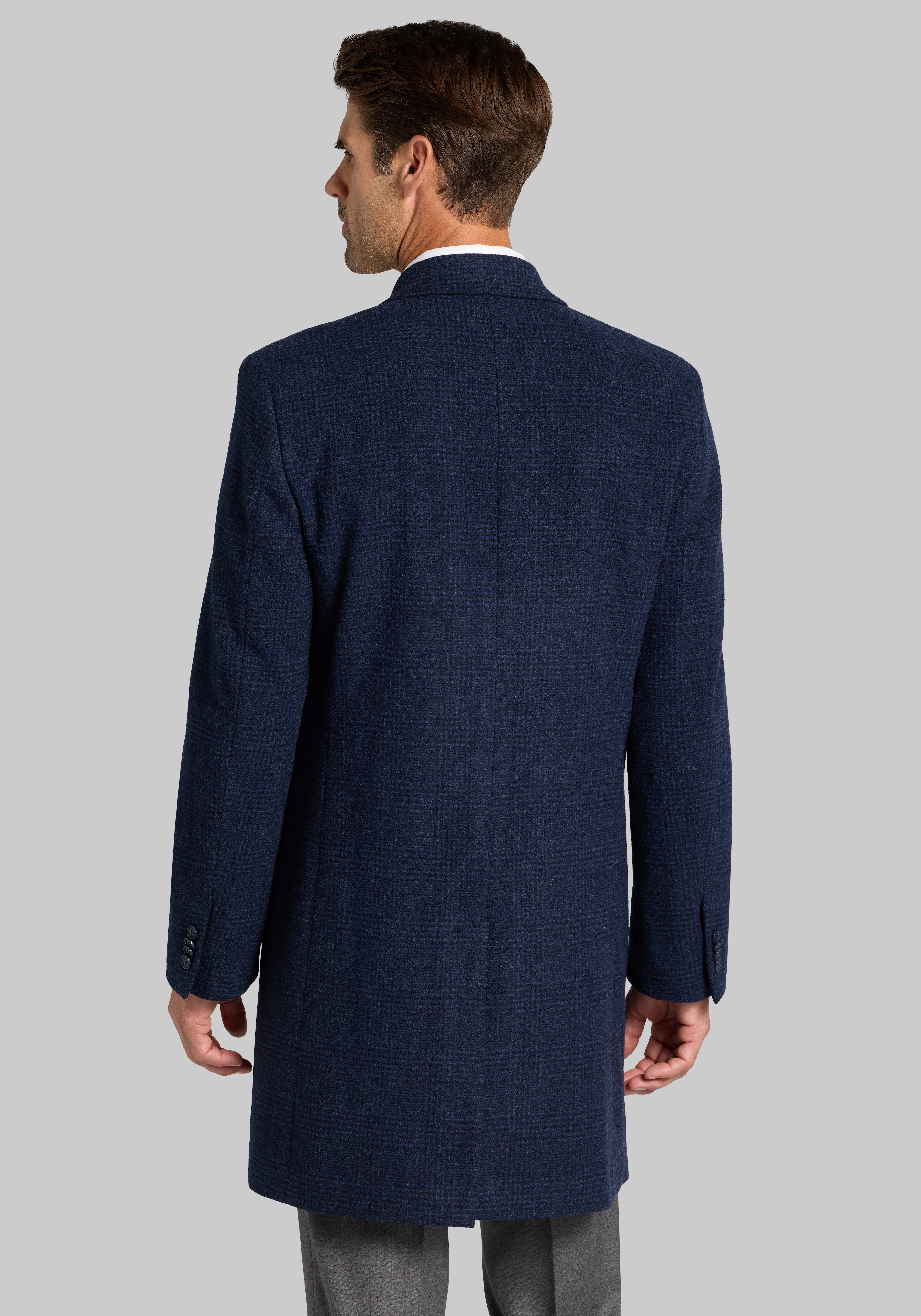 Traditional Fit Plaid Topcoat