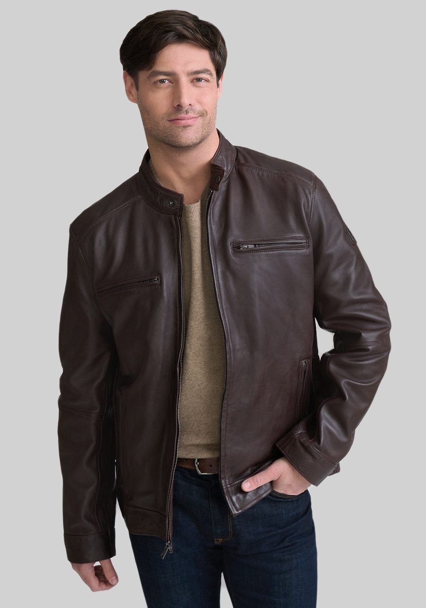 Men's Outerwear, Mauritius Traditional Fit Leather Jacket - Jos A Bank