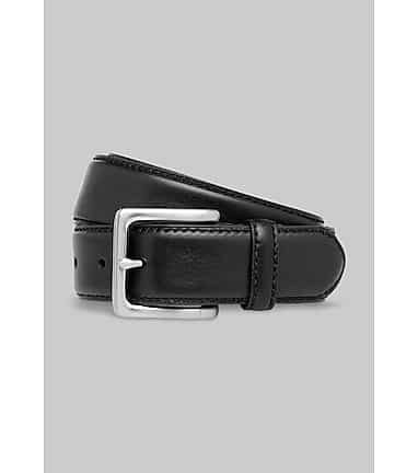 Silver Buckle Leather Dress Belt