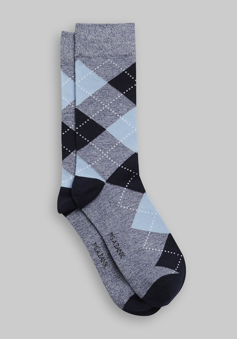 JoS. A. Bank Men's Argyle Patterned Socks, 1-Pair King Size, Navy, Mid Calf King
