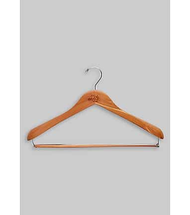 2 Quality Wooden Suit Hangers Wide Wood Hanger for Coats & Pant with Locking Bar 