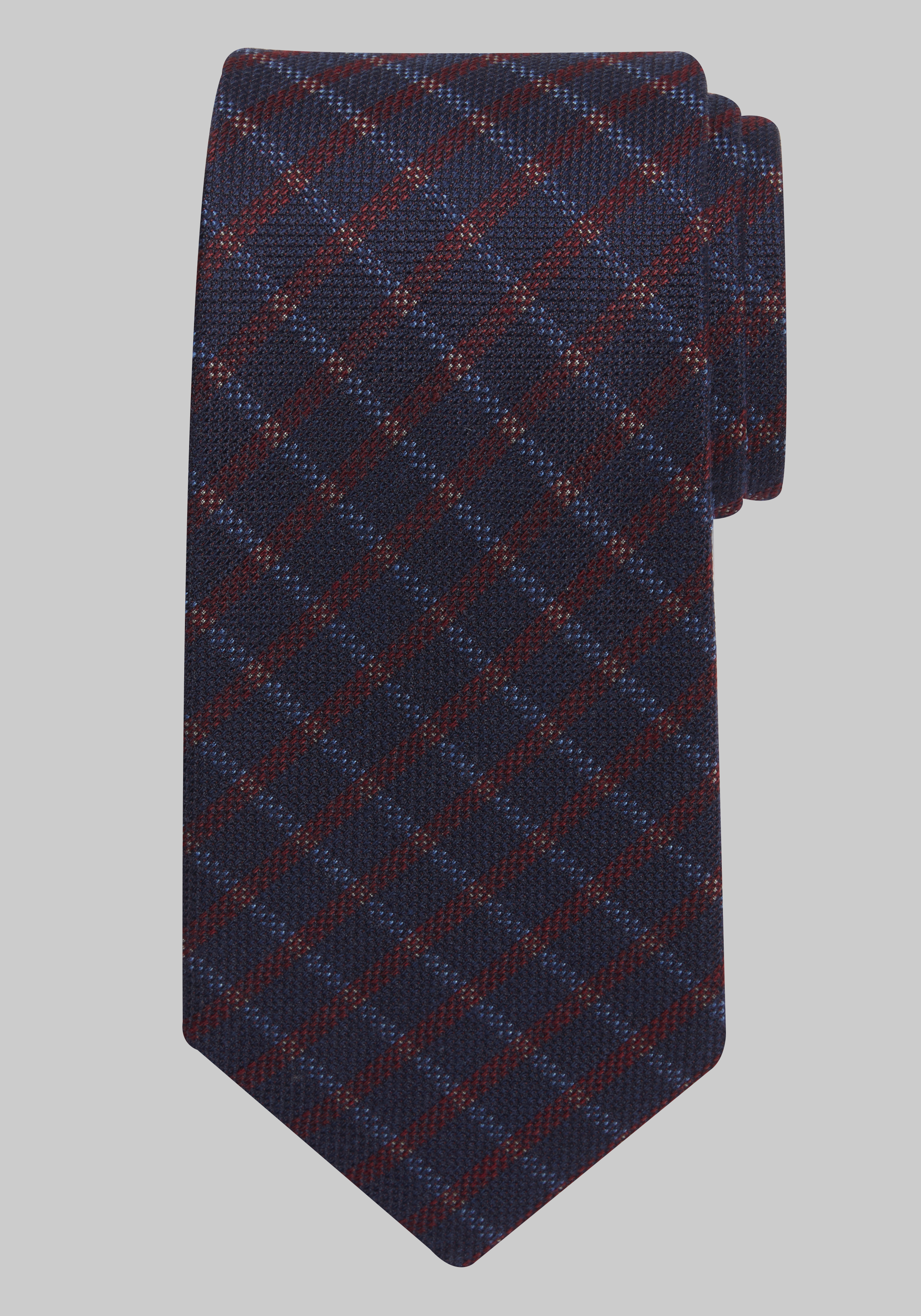 Men's CLEARANCE, Traveler Collection Textured Plaid Tie - Long CLEARANCE - Jos A Bank