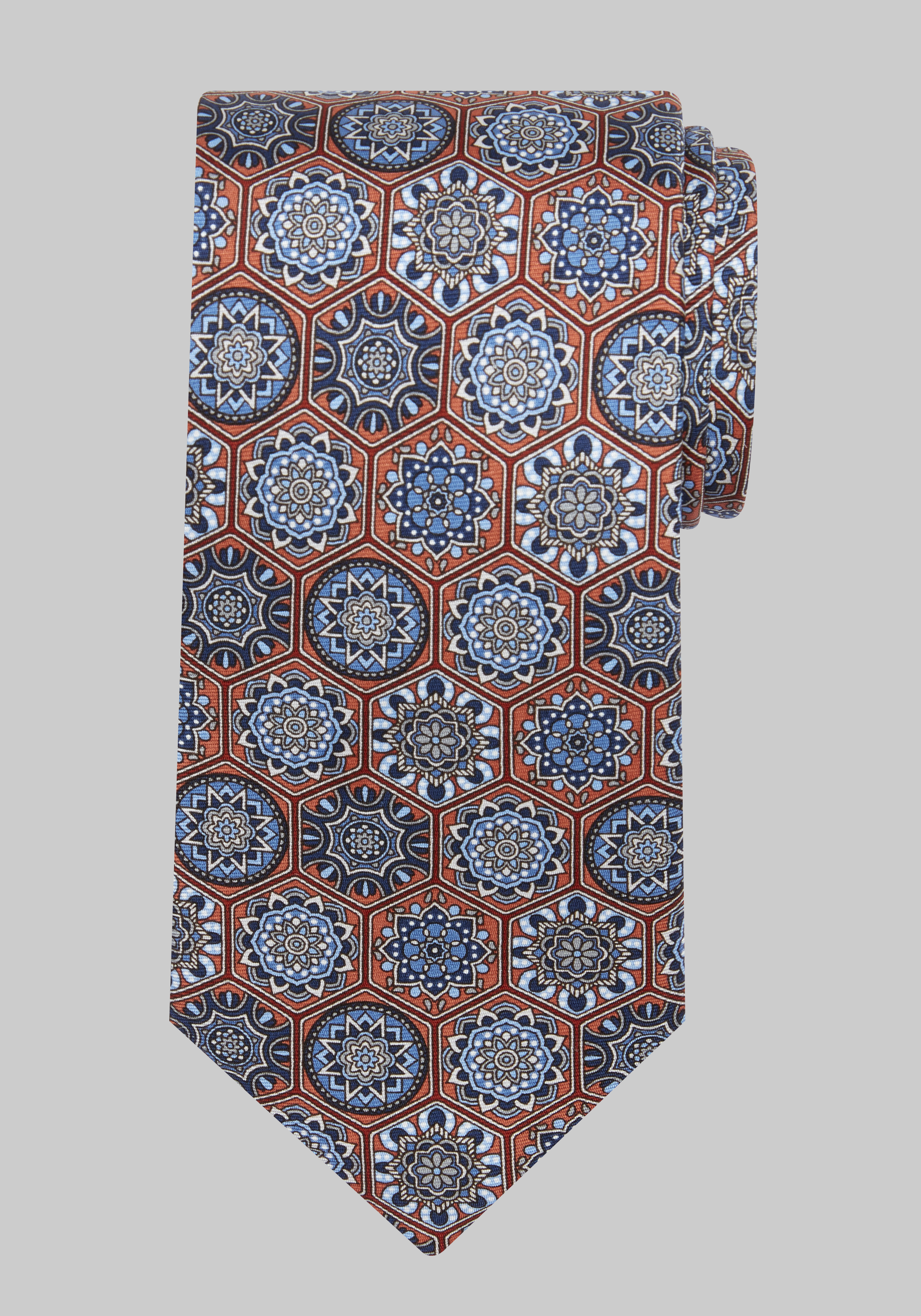 Joseph and Fess Men's Classic Orange Gray 100% Silk factory Tie Size Regular