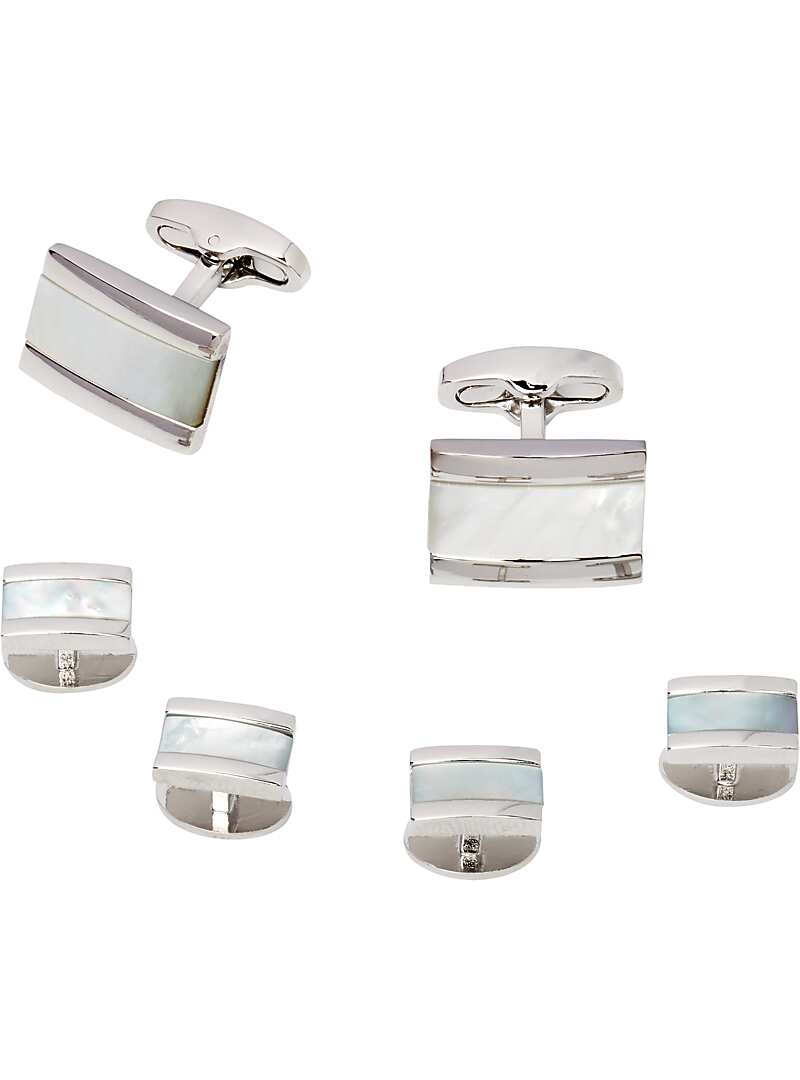 Jos. A. Bank Silver & MotherofPearl Cufflinks & Studs Set All Accessories Jos A Bank