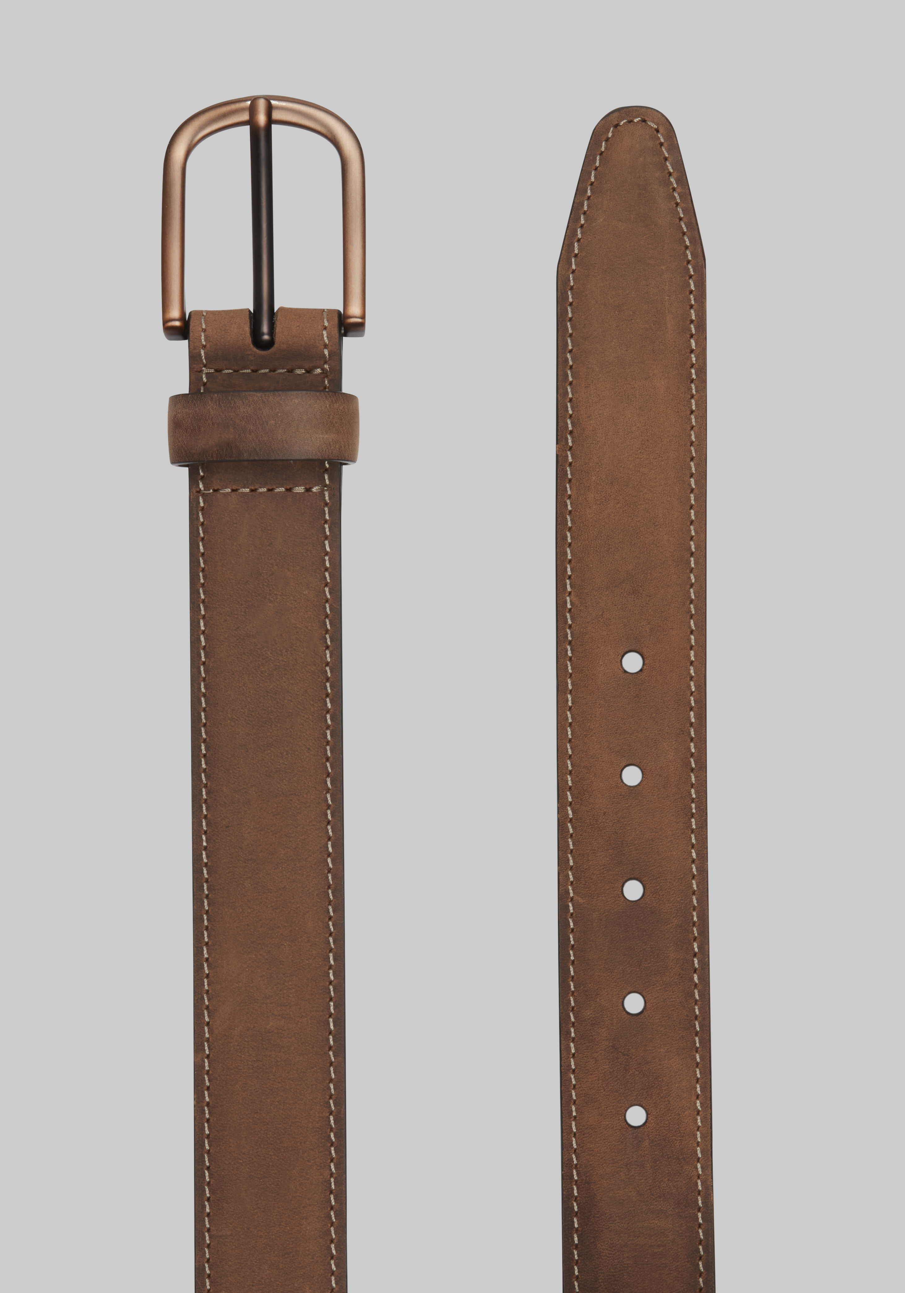 Johnston & Murphy Topstitched Oiled Leather Belt - Long