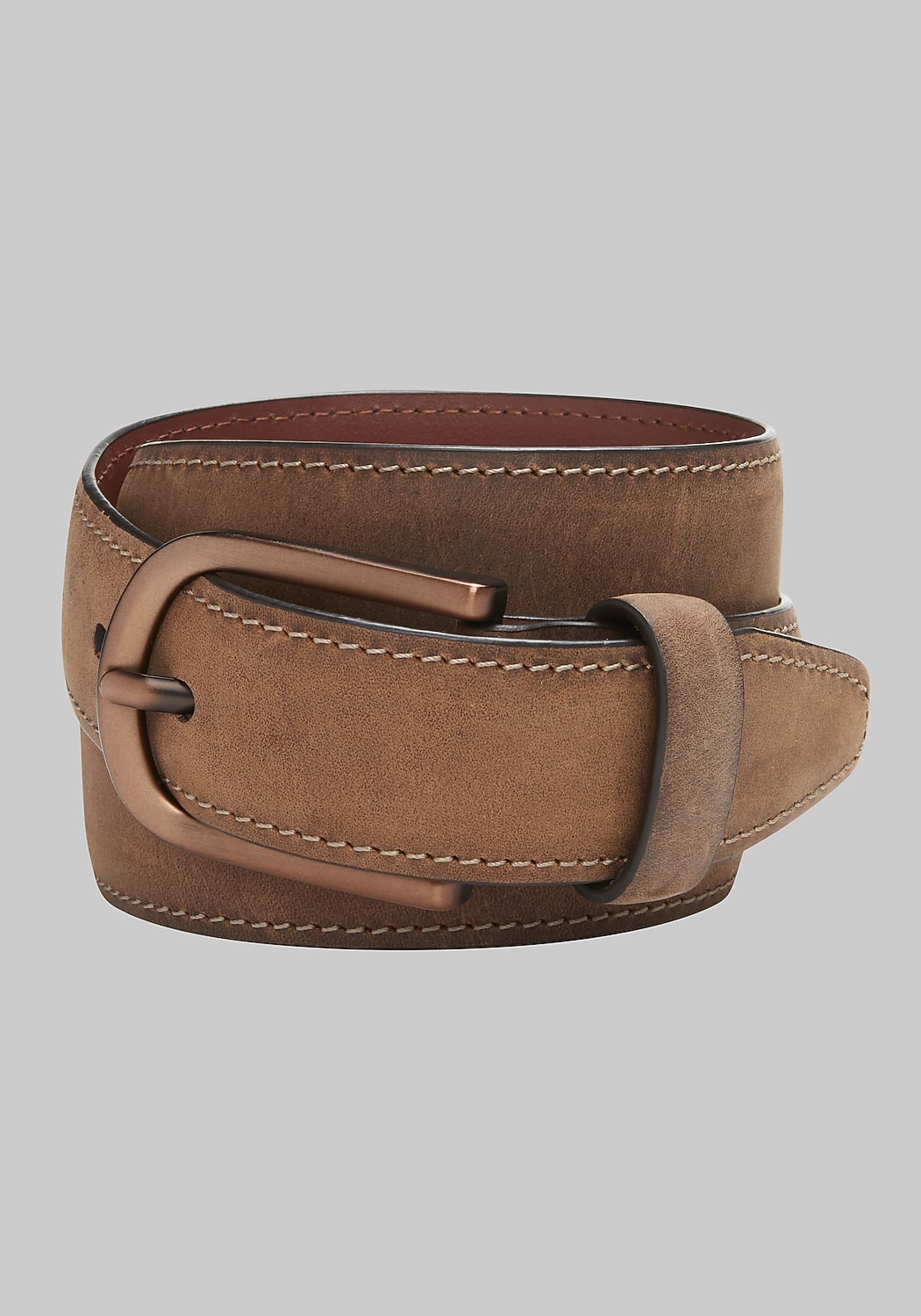 Johnston & Murphy Topstitched Oiled Leather Belt - Long