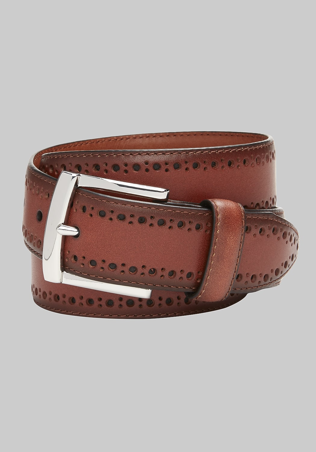 Johnston & Murphy Perforated Edge Leather Belt - Long