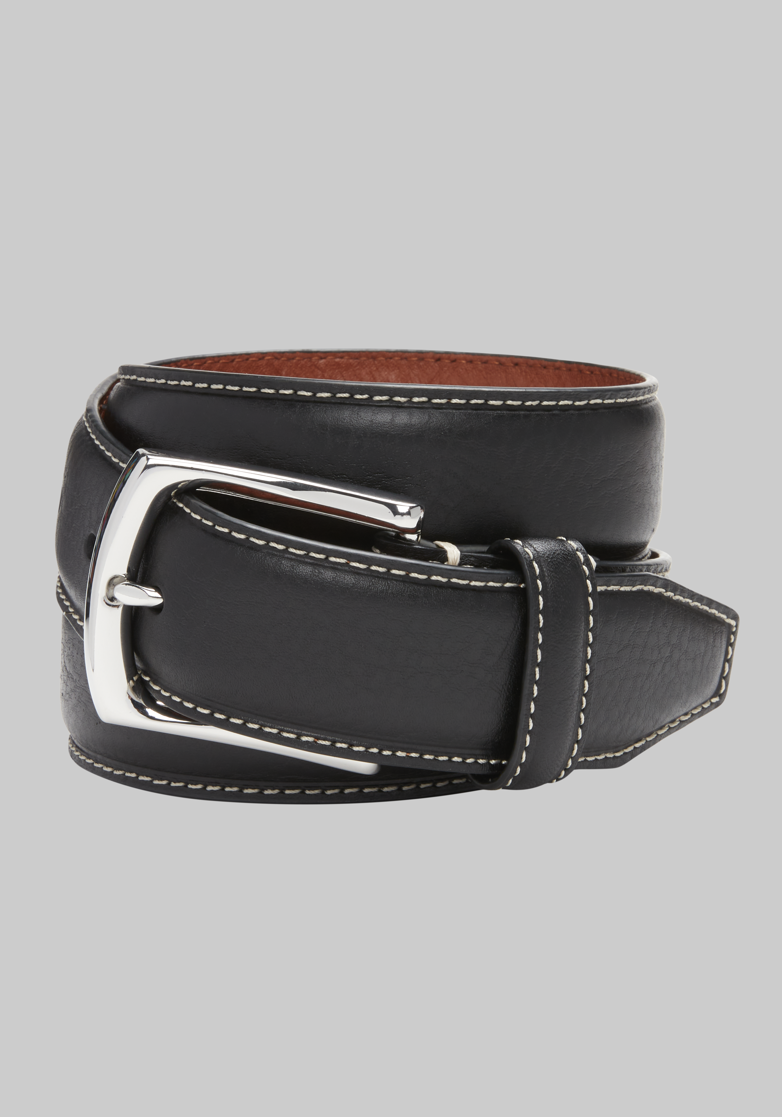 Johnston & Murphy Topstitched Leather Belt