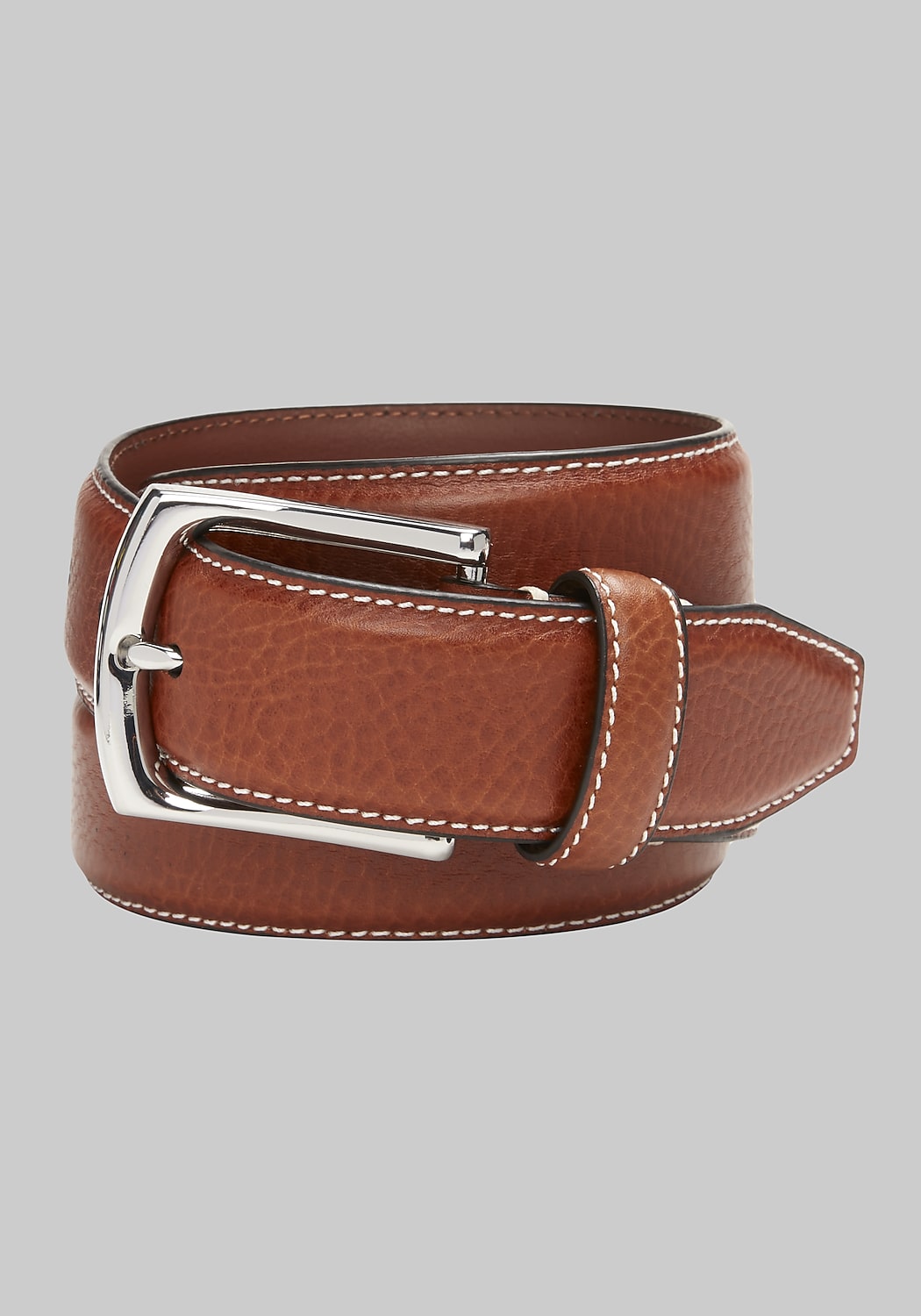 Johnston & Murphy Topstitched Leather Belt