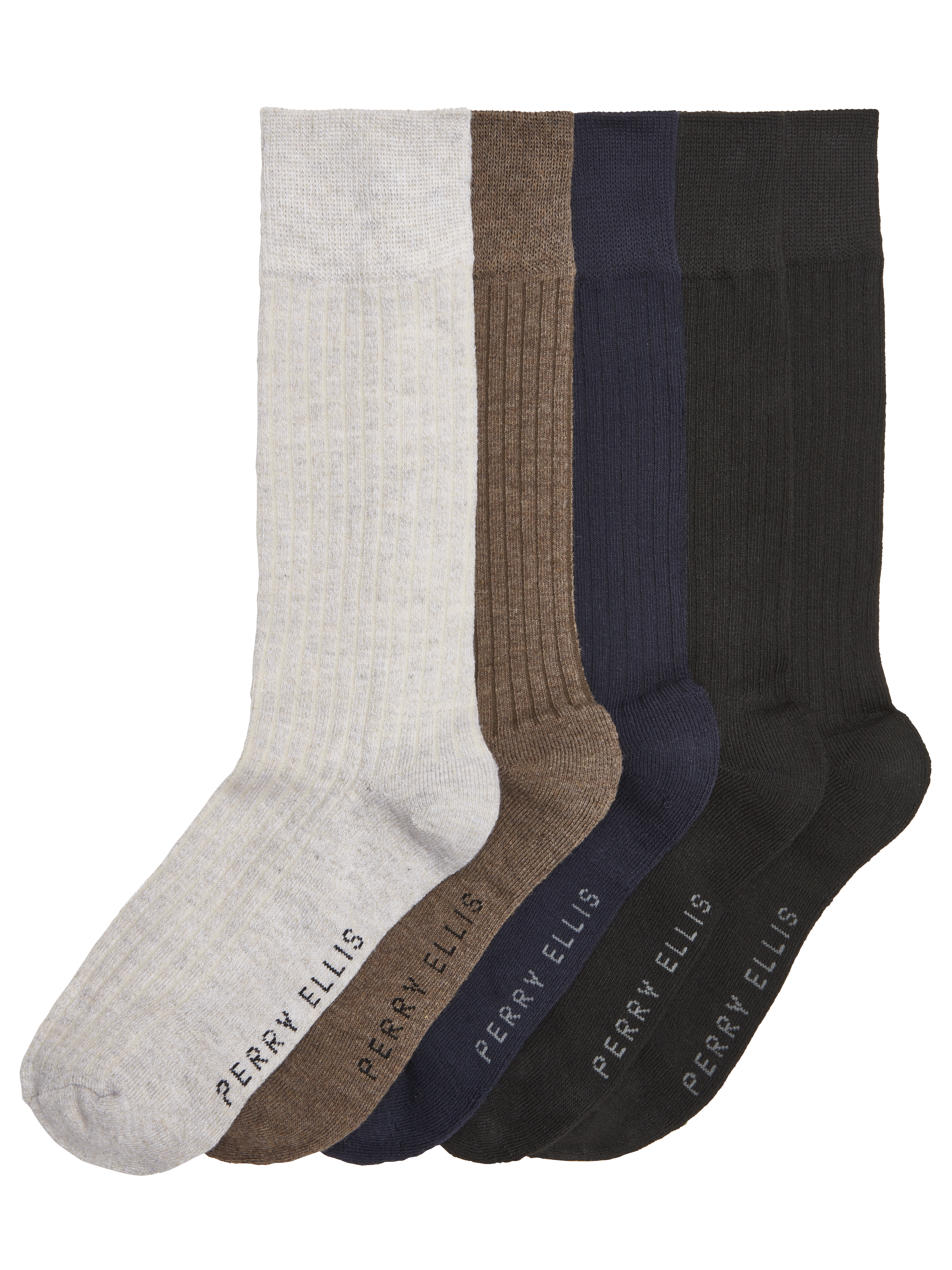 Perry Ellis Solid Ribbed Socks, 5-Pack