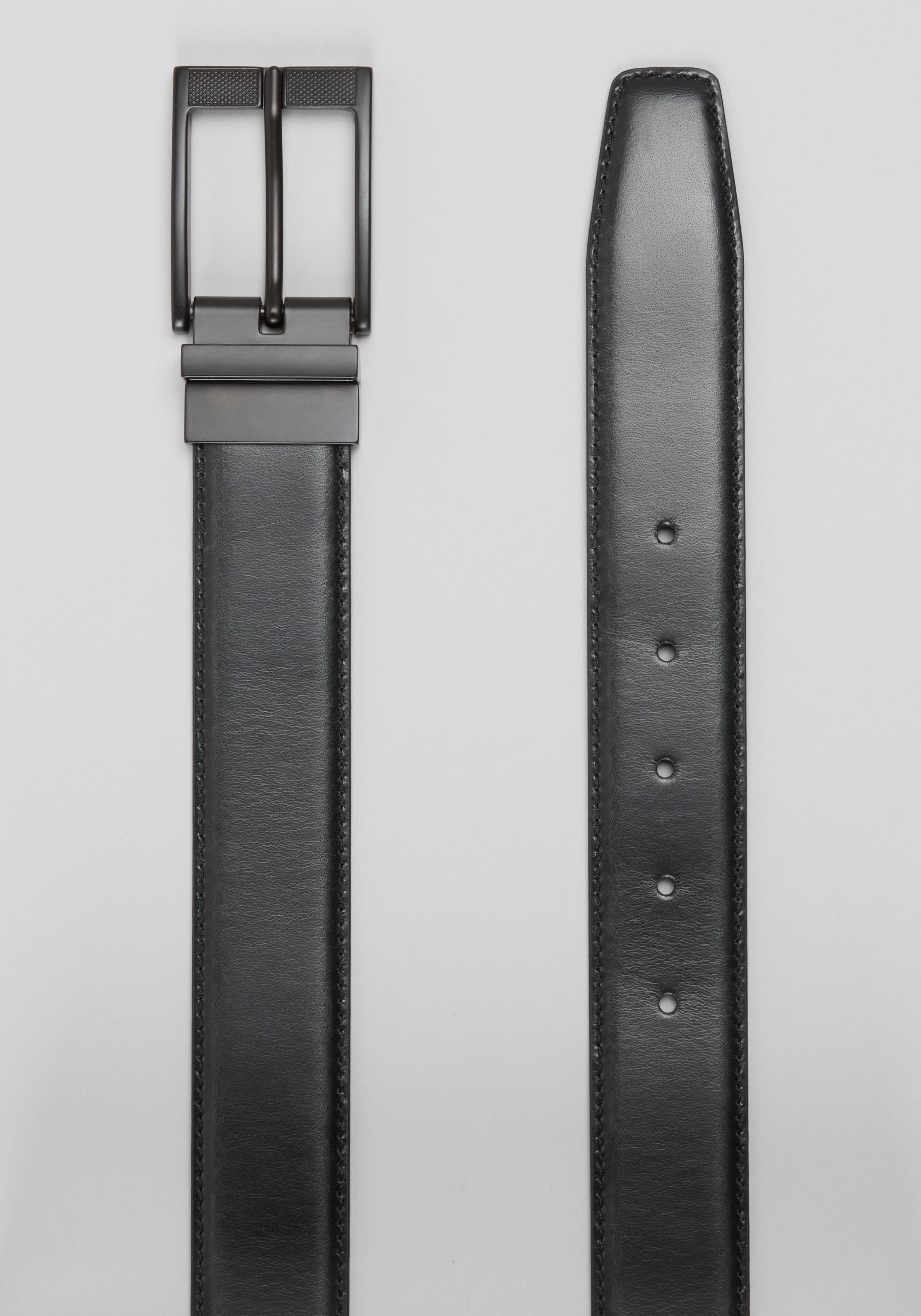 Joseph A. Bank Stitched Feather Edge Two-Tone Reversible Leather Belt