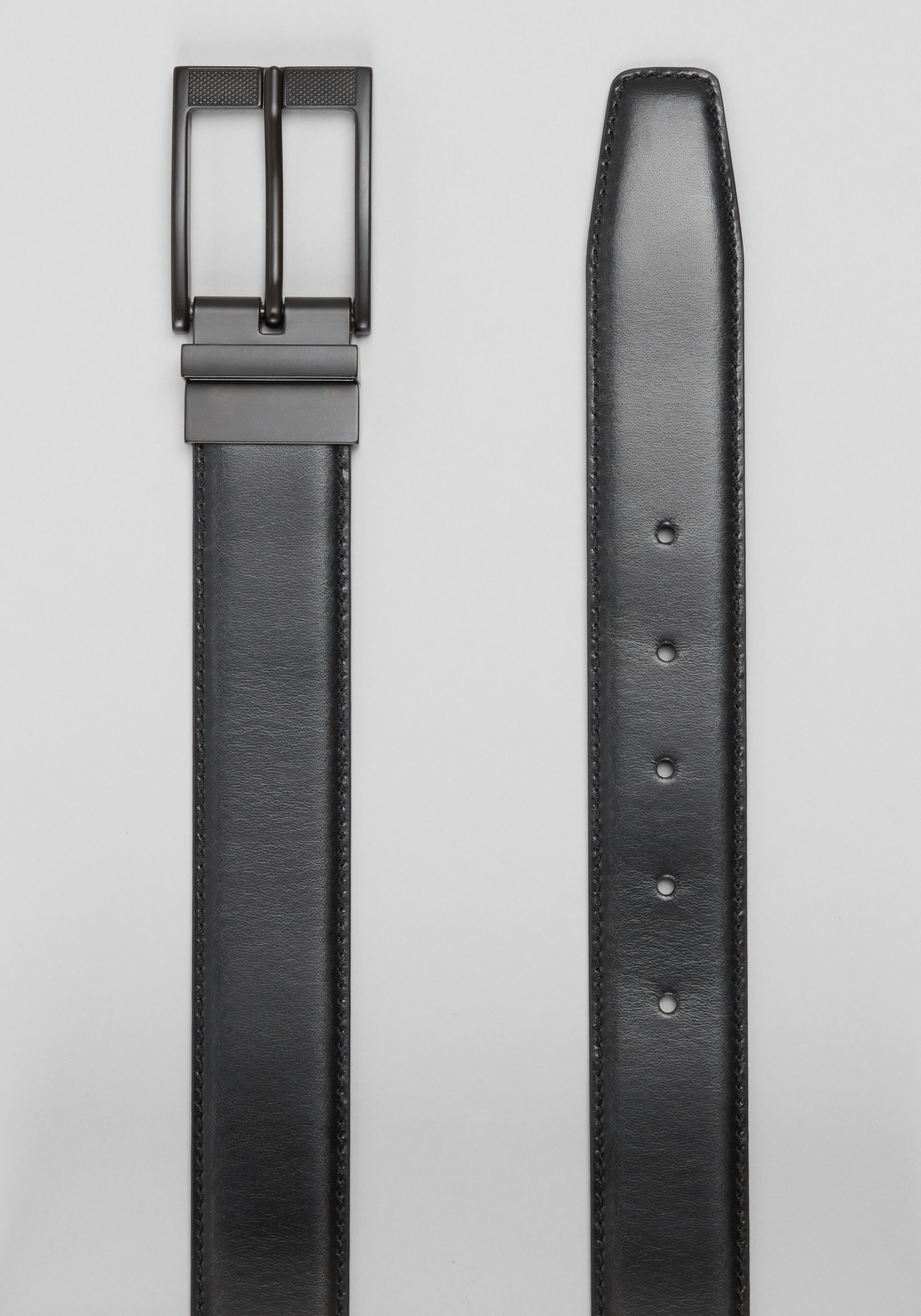 Joseph A. Bank Stitched Feather Edge Two-Tone Reversible Leather Belt