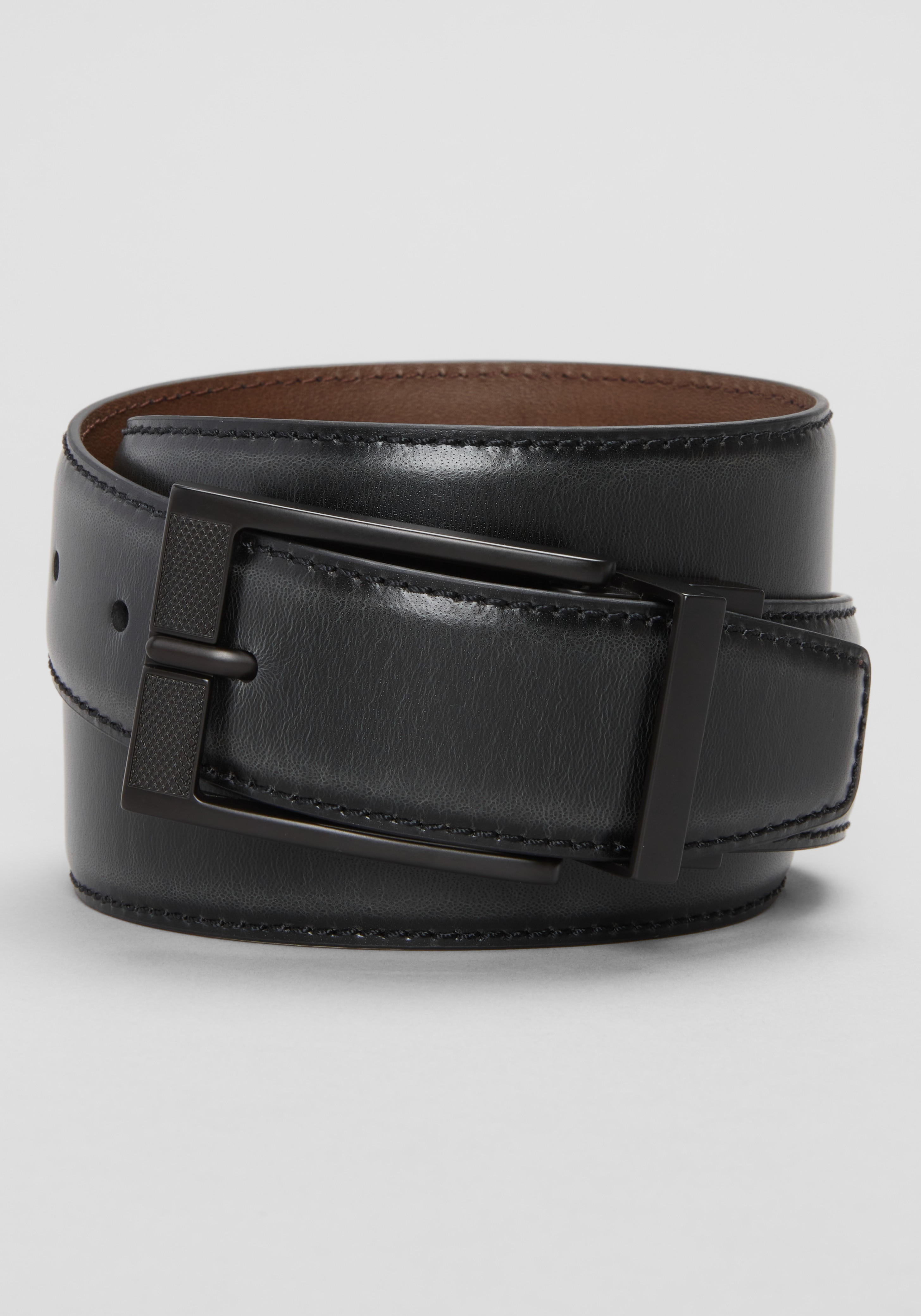 Men's New!, Joseph A. Bank Stitched Feather Edge Two-Tone Reversible Leather Belt - Jos A Bank